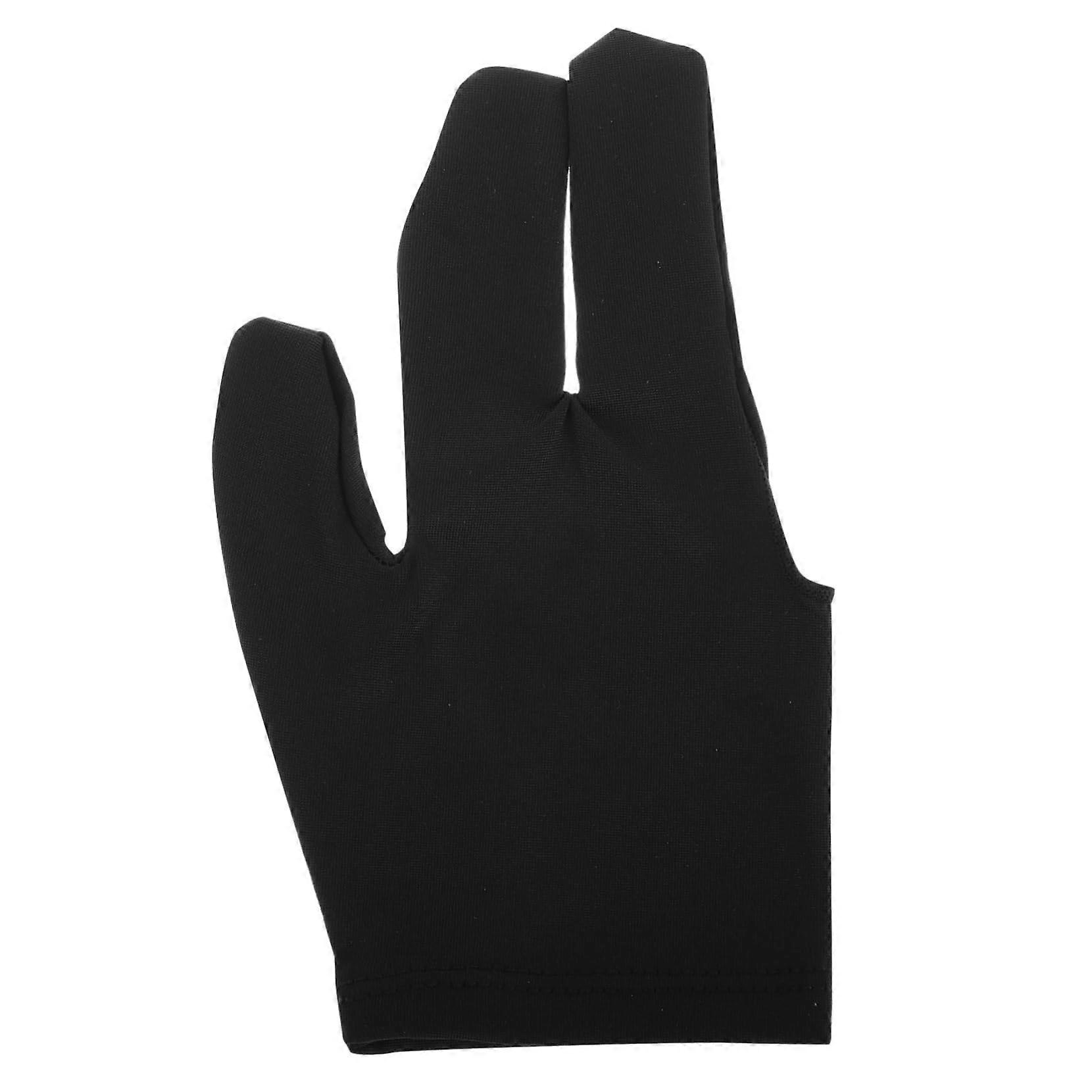 Three Finger Billiard Gloves For Left Or Right Hand SlipGrip Breathable Spandex Ventilated Design Pool Gloves Black