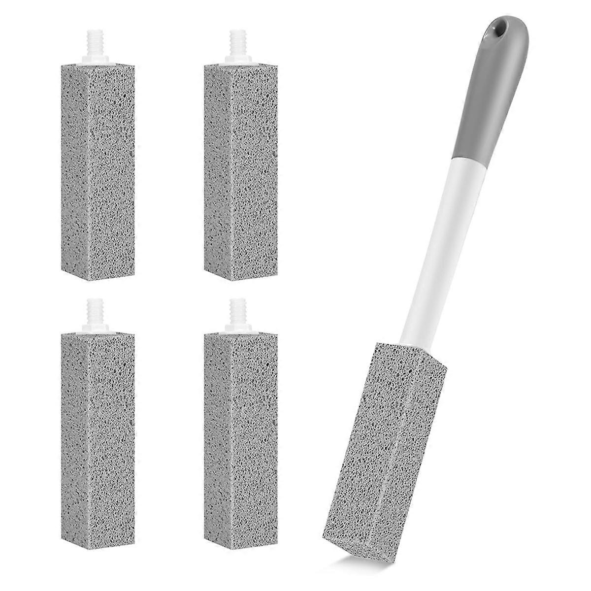 4PCS Toilet Pumice Stone with Extra Long Handle,Pumice Stone Toilet Bowl Cleaner,1 Cleaning Handle for Cleaning Toilets