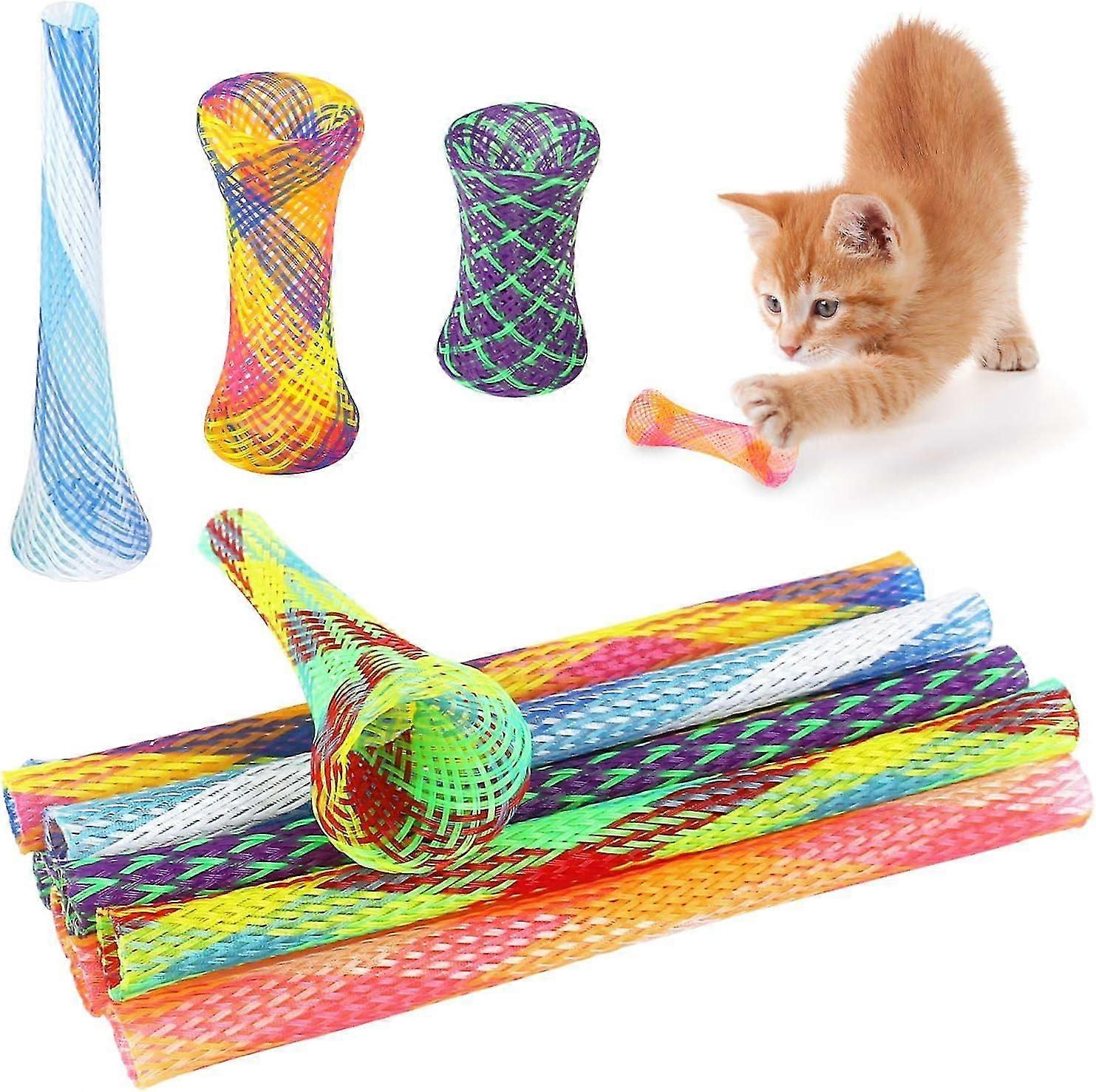 Spring Tube Toy 25 Pcs Colorful Interactive Cat Toy Cat Spring Funny Nylon Cat Spring Retractable Flexible Spring Tube Toy for Pet Kitten (5 styles, 5