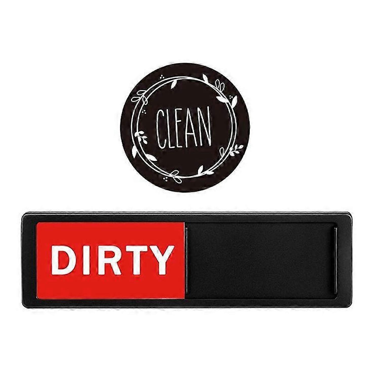 2PCS Dishwasher Magnet Clean Dirty Sign Shutter Only Changes When You Push It Non-Scratching Dishes Clean Dirty Black
