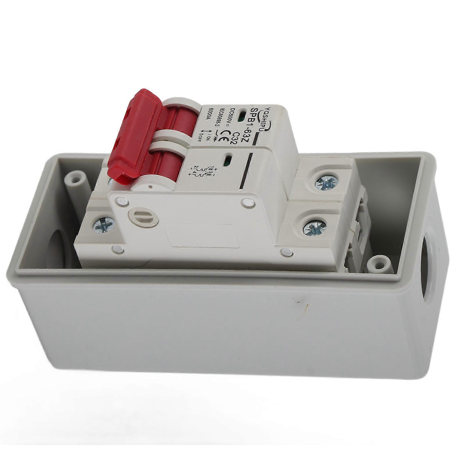Solar PV Disconnect Switch Photovoltaic Circuit Isolator Miniature Circuit Breaker Box for RV DC500V IP65 Waterproof 32A