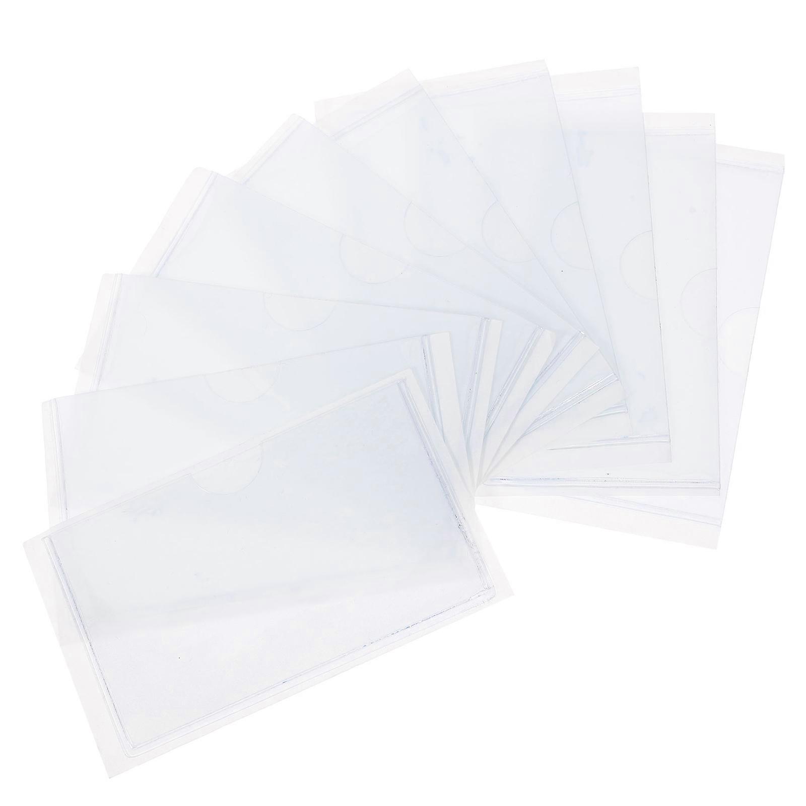 Card Plastic Sleeve Adhesive Backing Holder for Bulletin Boards Logistics Marking 10Set