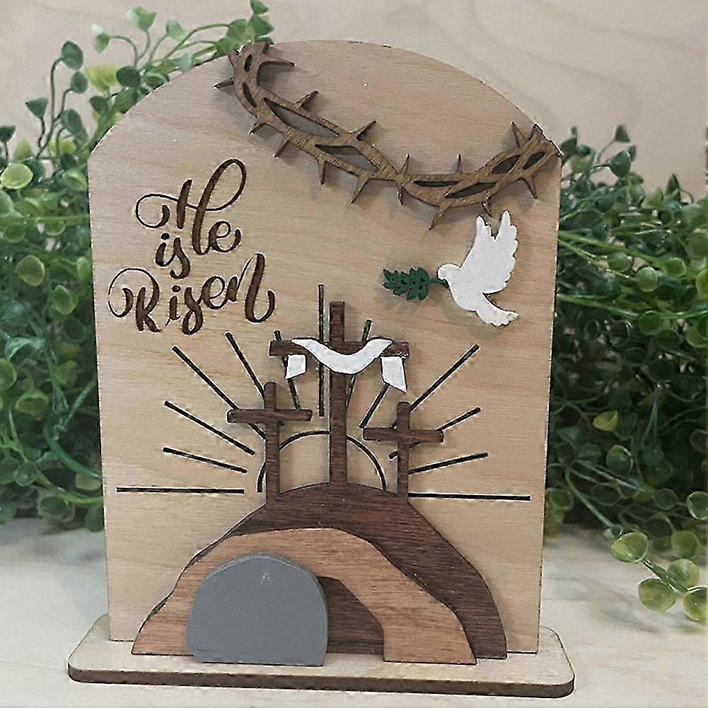 Empty Tomb He Is Risen Religious Decor Easter Scene Cross Decoration