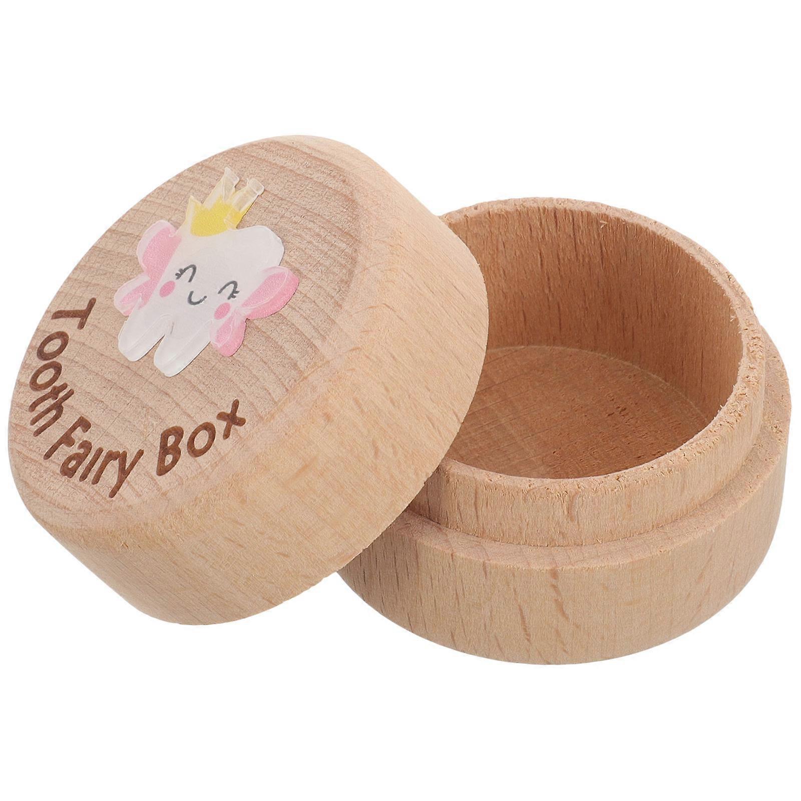 Baby Tooth Keepsake Tooth Case Kids Tooth Storage Container Beige Wooden Material Purpose 1Set