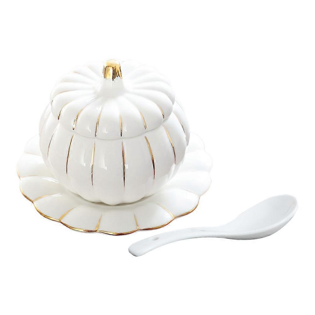 Creative Pumpkin Soup Bowl Ceramic Stew Container for Storage 1Set