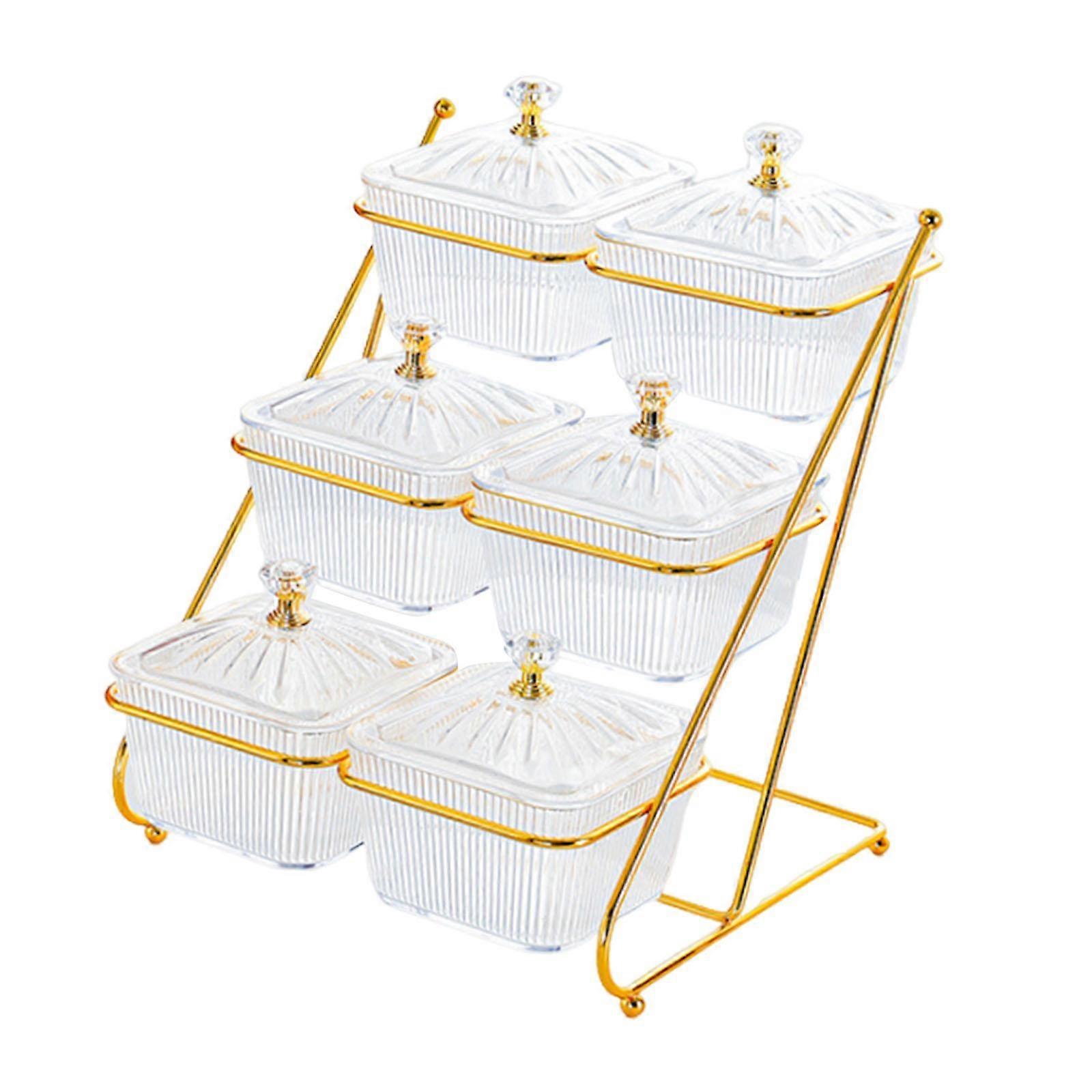 3 Tier Dried Fruit Dish Storage Container Nuts Tray for Cupcake Nuts Candies Clear