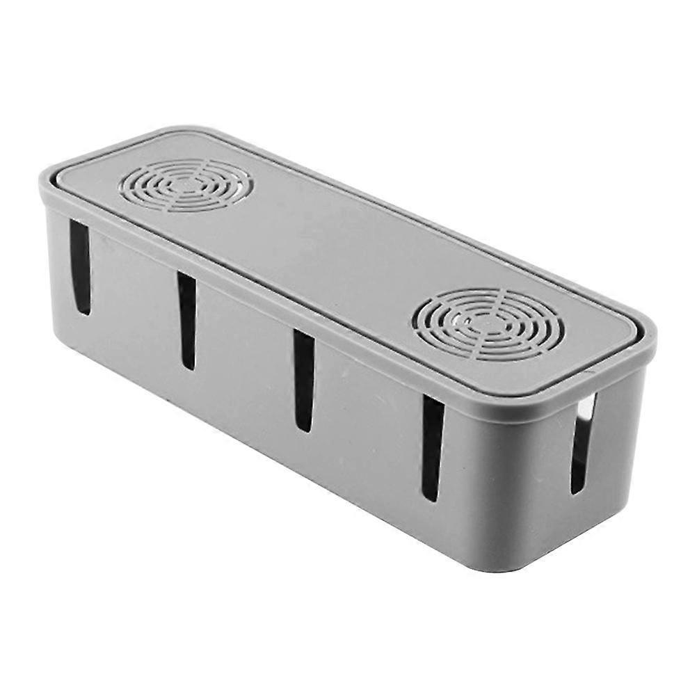 Desk Cable Organizer Container Charging Convenience Office Use Grey Rectangular 1Pack