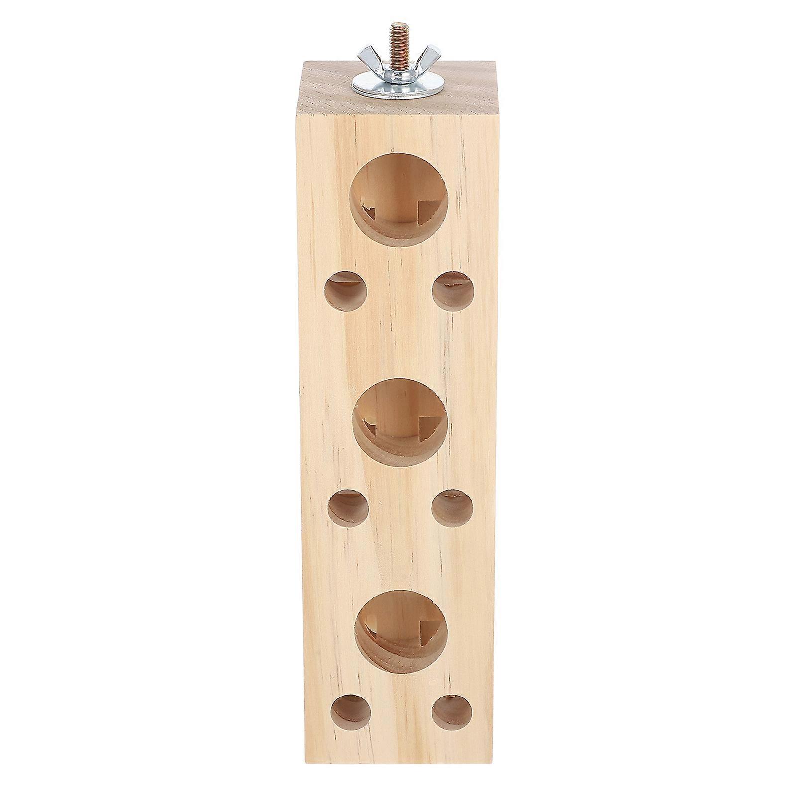 Wooden Block Toy For Small Animals Beak Grinding Tool For Parakeets Indoor Care Rectangular Hollow Structure 1Set