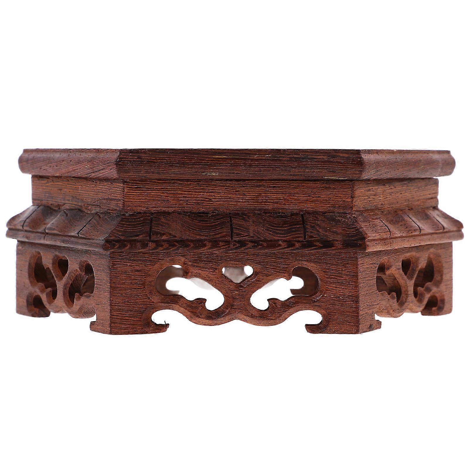 Flowerpot Display Rack Support For Home Decoration And Office Use In Brown Wood Material With Vitality Style 1Set