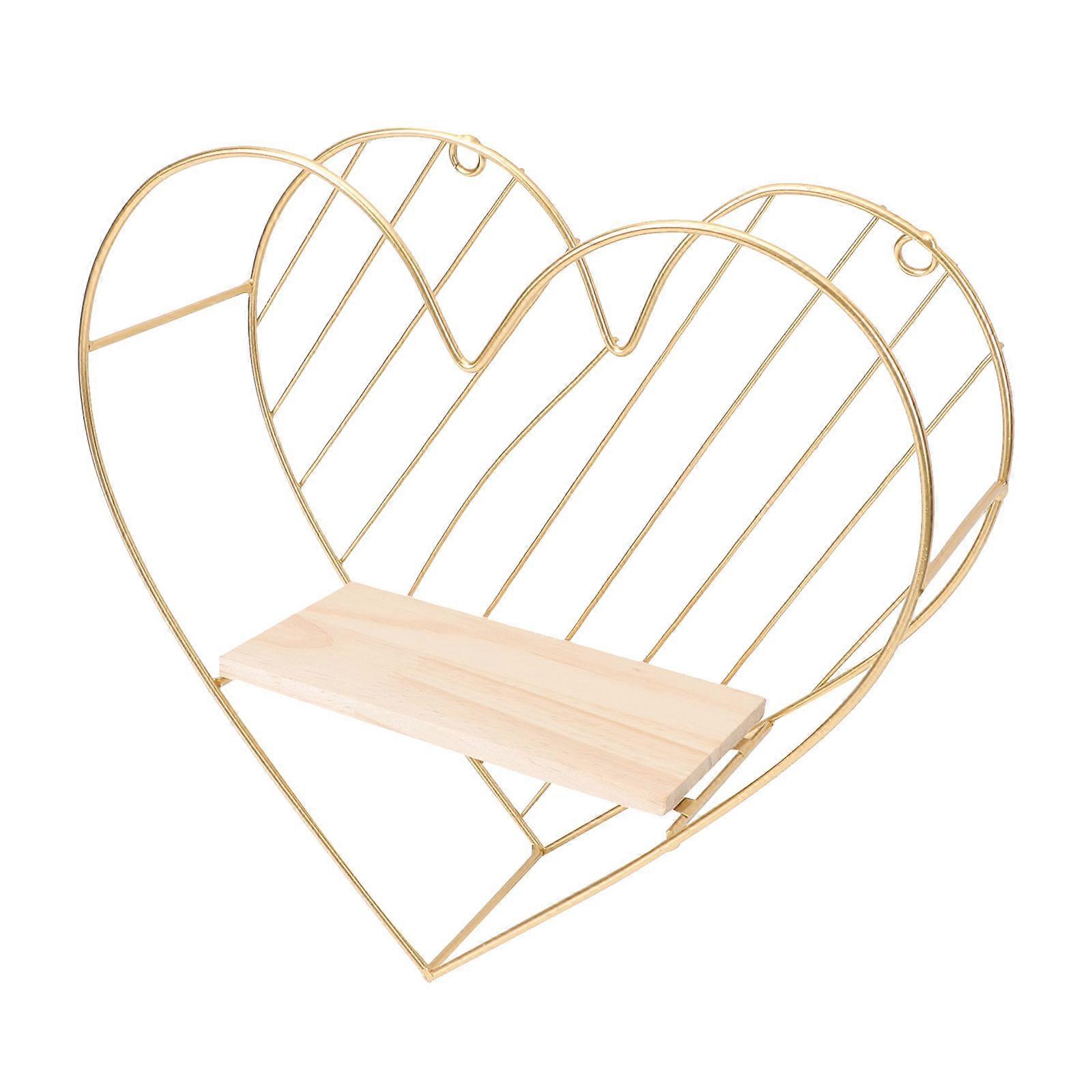 European Style Wall Shelf Heart Design for Home 2Pcs Golden Rack