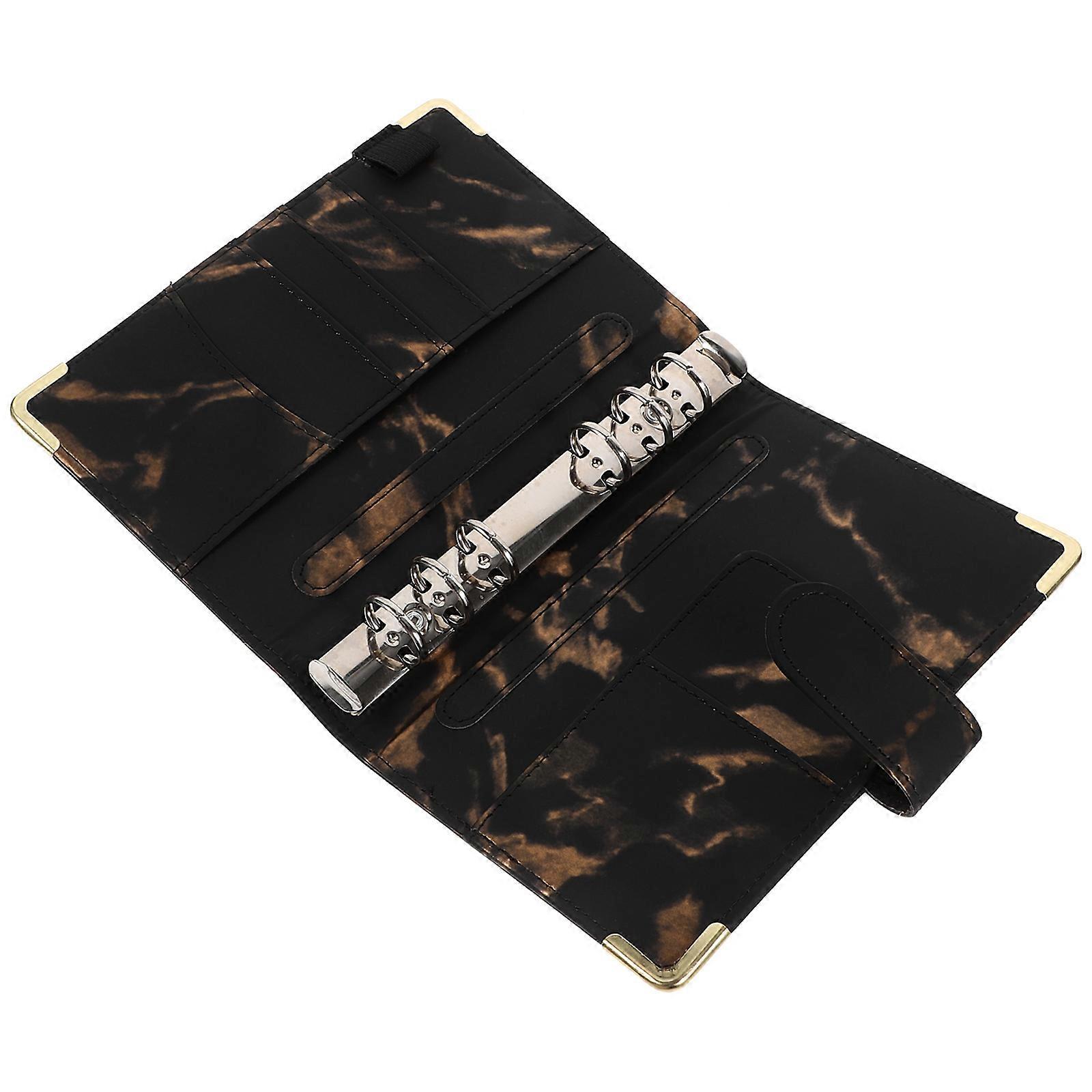 Elegant Black 4Pcs Aesthetic Binder Shell 6-Ring Cover For Notebooks And Handbooks Designed For Students Office Use Featuring Construction