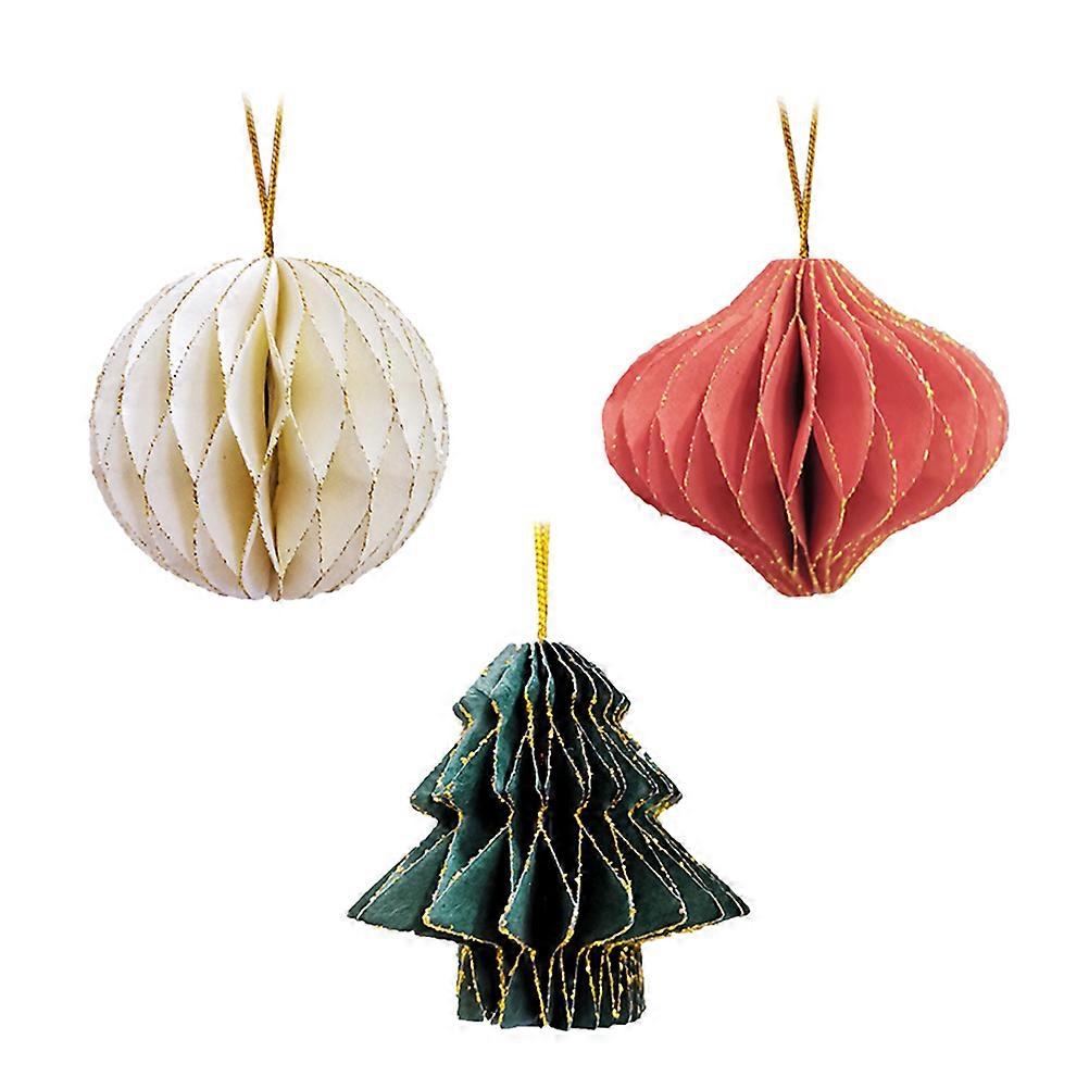Xmas Tree Hanging Decoration Paper Ball for Christmas 3Pcs Set