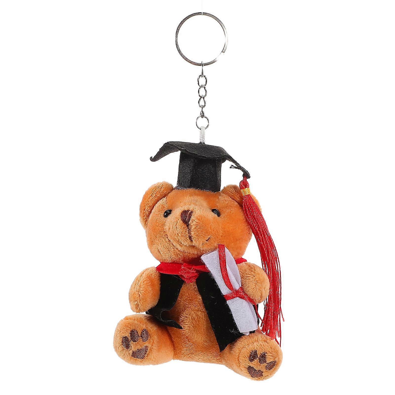 4Pcs Plush Graduation Bear Pendant Keychain for Kids Cute Small Bear