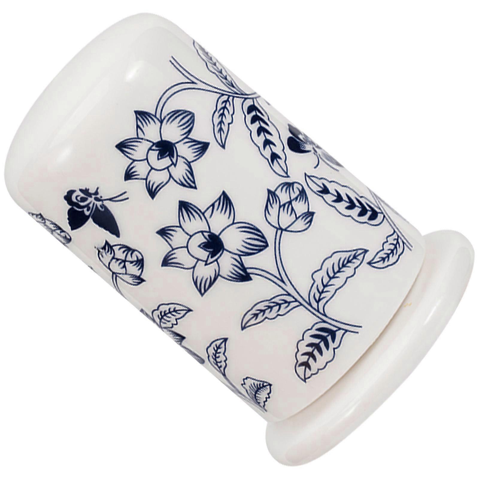 Blue Ceramic Toothpick Dispenser for Dining Table Use 4Pcs Toothpick Container