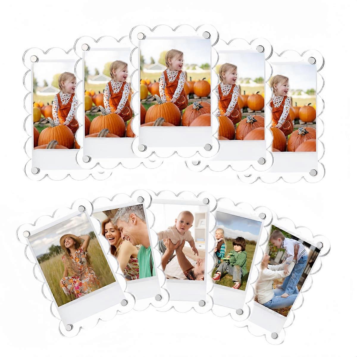 10-pack acrylic fridge frames, magnetic, scalloped, double-sided.