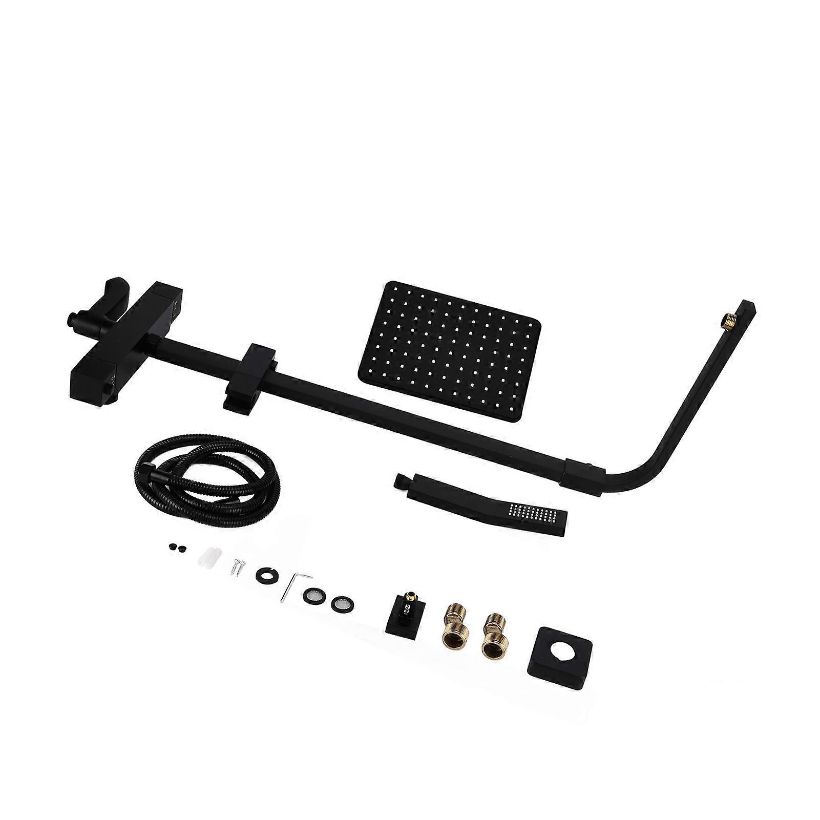 Black High Pressure Rain Shower Set with Thermostatic Mixer 19x26cm