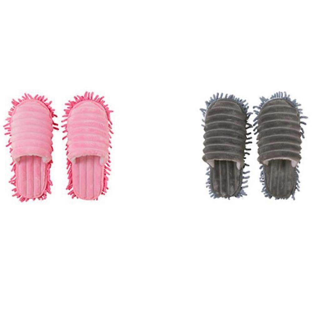 Indoor Use Mopping Slippers Size L 42-44 Grey Ideal For Adults Detachable Bottom 1 Pair