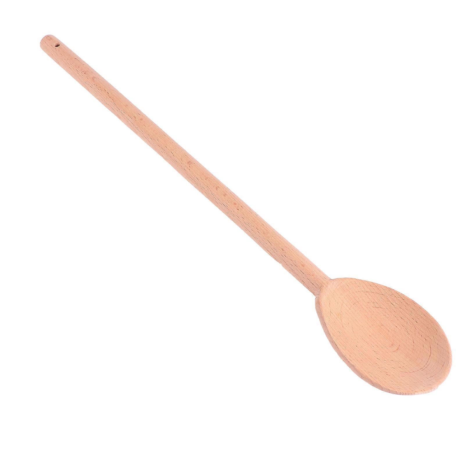 Dessert Spoon Khaki Wood Scooping Cooking Baking Long Handle Simple 1Pc