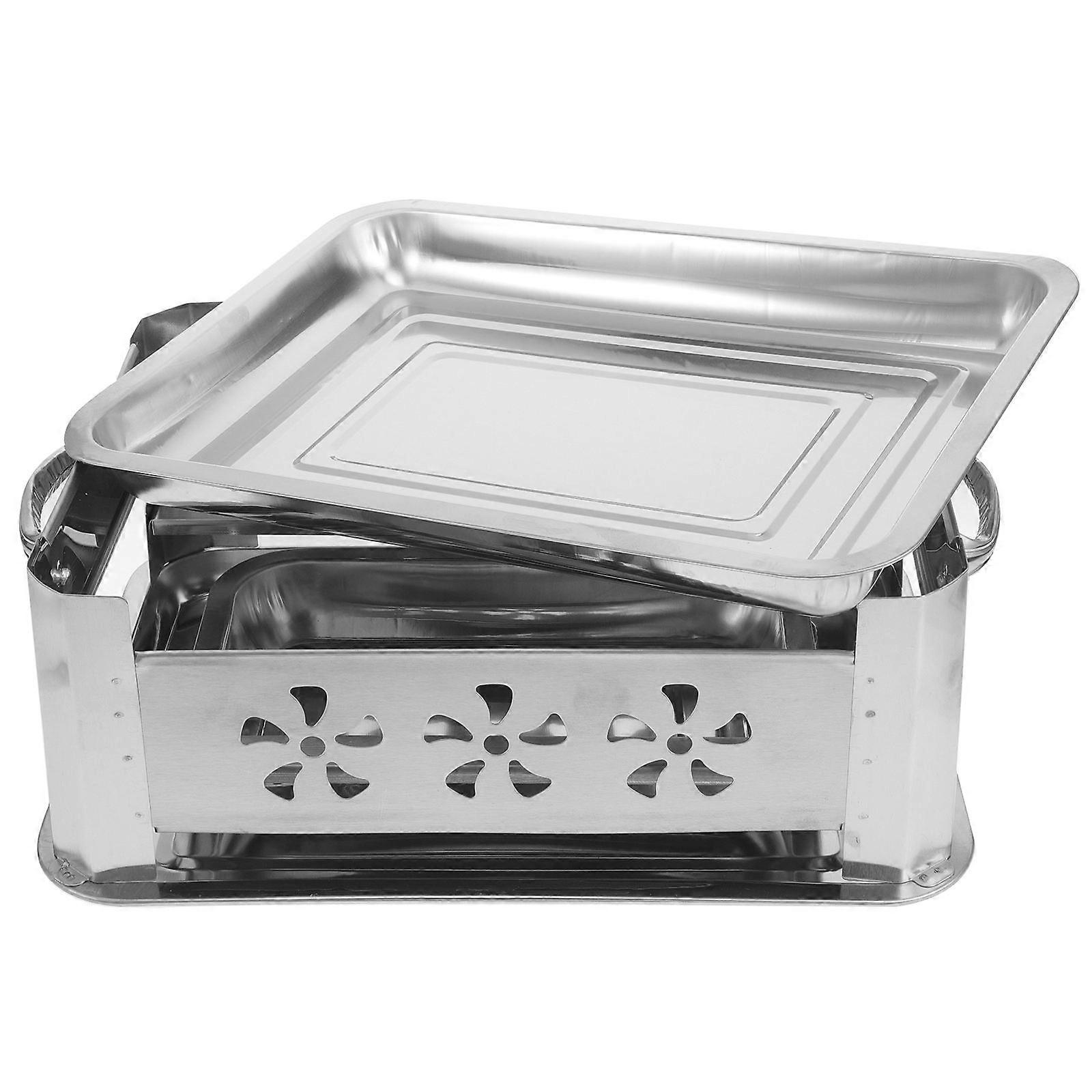 Stainless Steel Buffet Tray Food Holder For Home Use Featuring Rectangular Shape And Food Holding Function 1Set