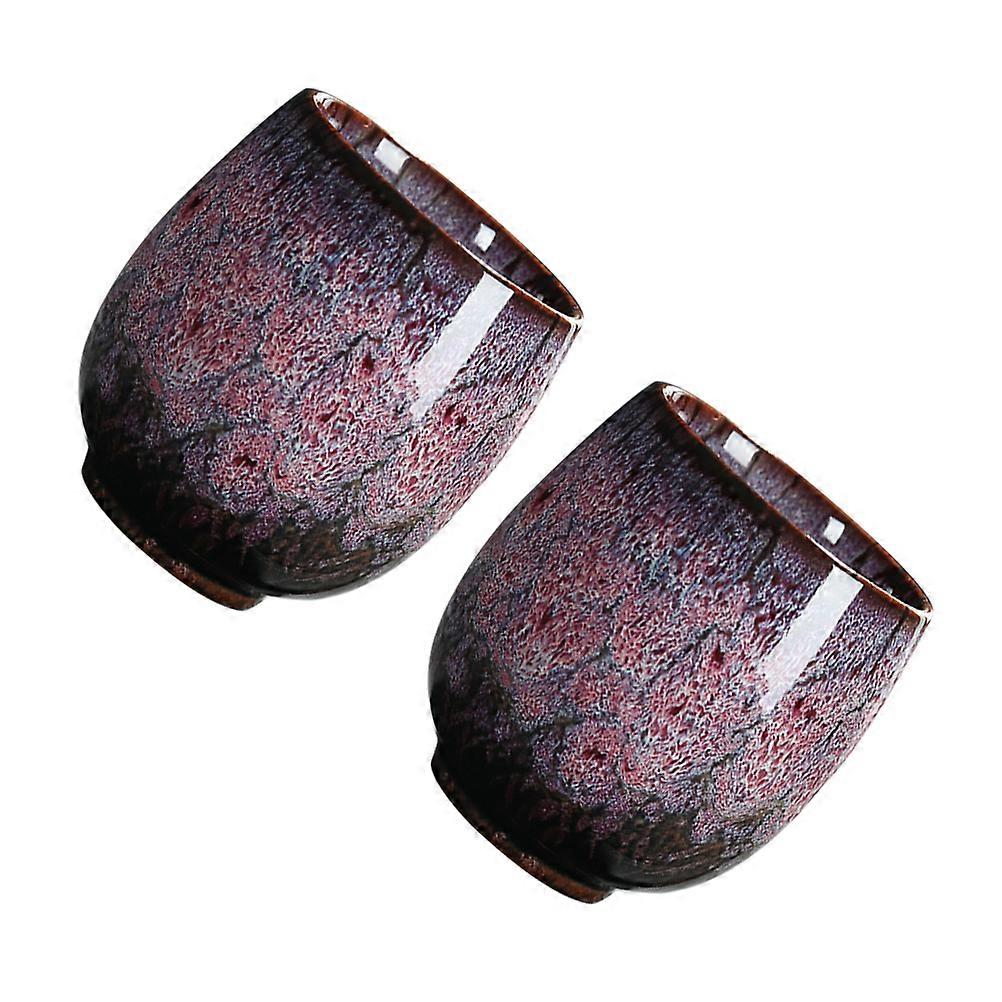 Office Teacups Red Ceramics for Tea Drinking Kung Fu 2Pcs Cups