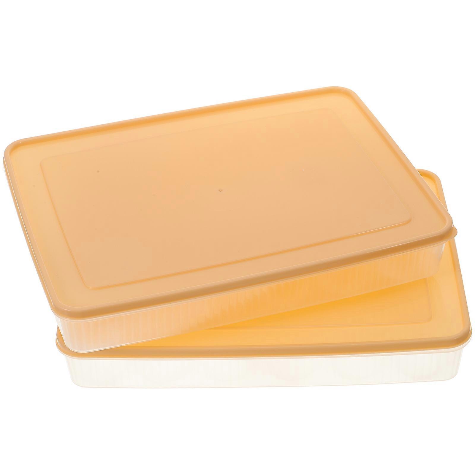 Refrigerator Ice Box Egg Storage Container for Home 2Pcs Beige Plastic