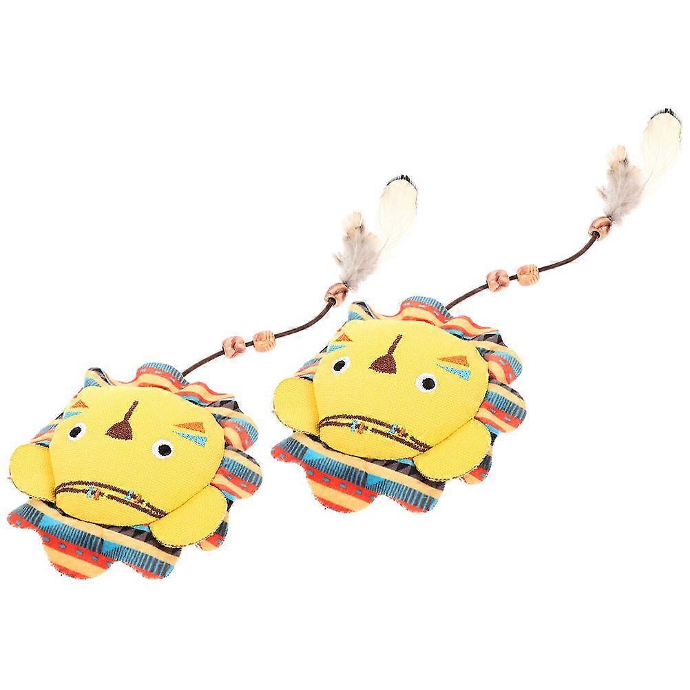 Plush Yellow Cat Toy for Grinding and Chewing 2Pcs Kitten Set