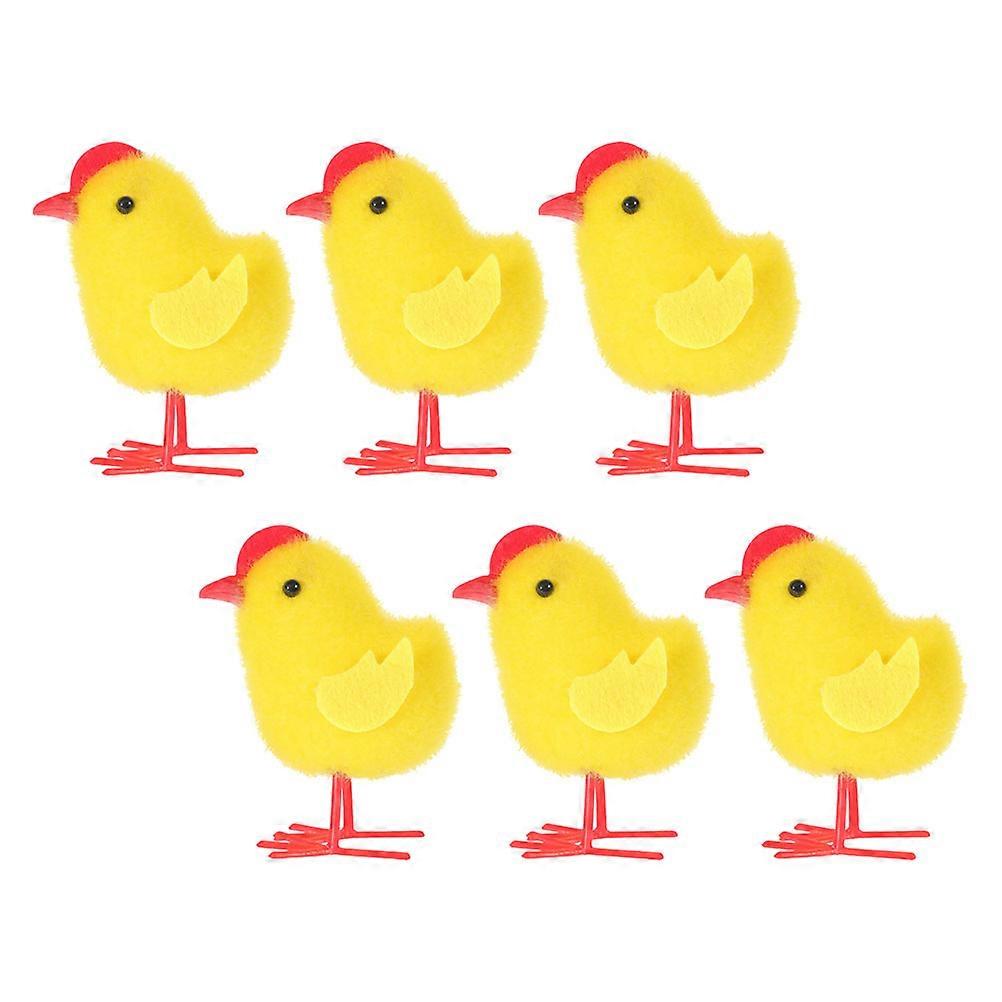 Yellow Easter Chick Plush Toy Realistic Chicken Figurine 18Pcs