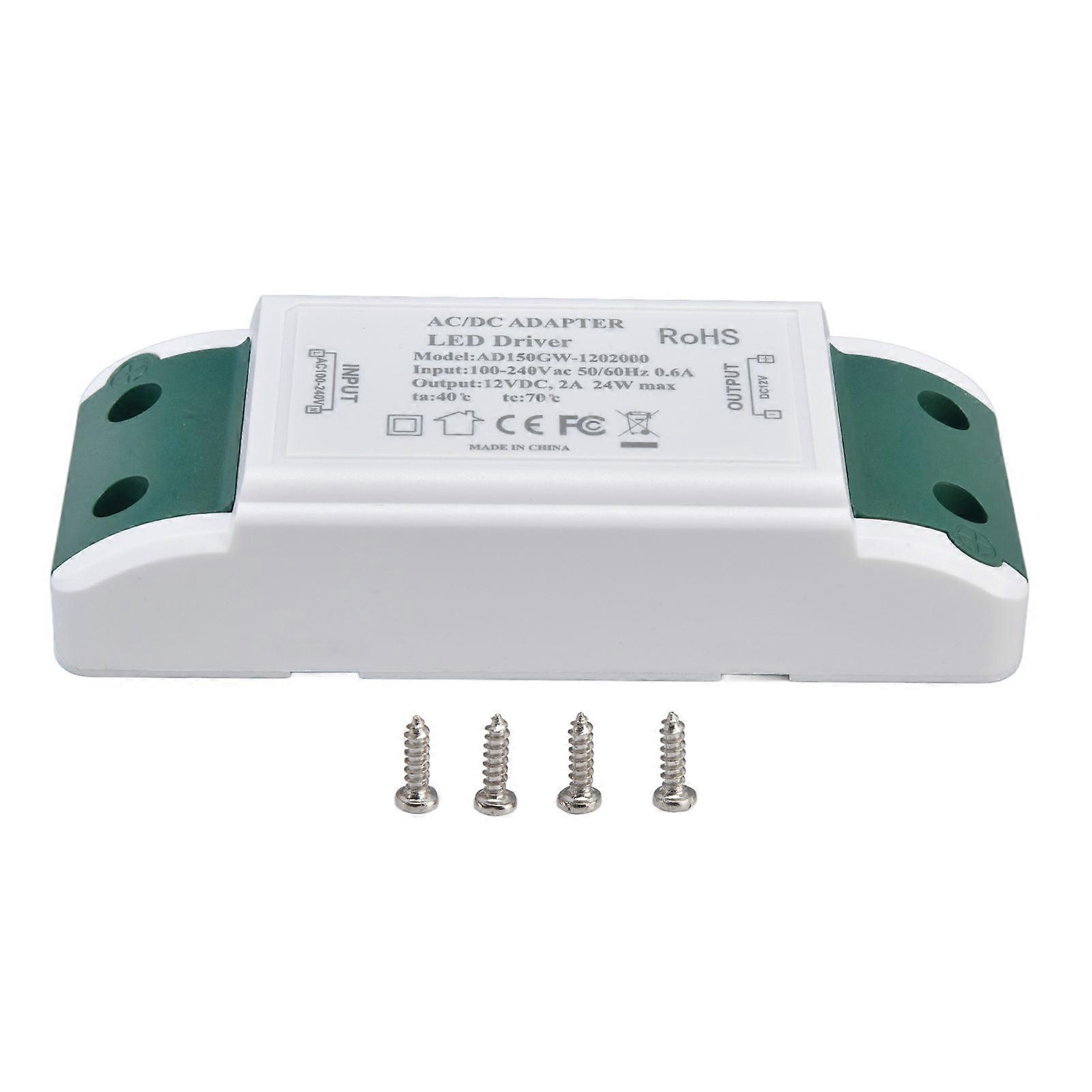 LED Driver 12V DC 24W 2A LED Power Transformer for LED Strip Light and Cabinet Light AC100240V
