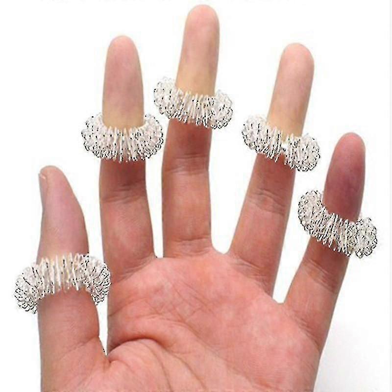 5pcsマッサージリング、とげのある感覚フィンガーリング、指圧リング