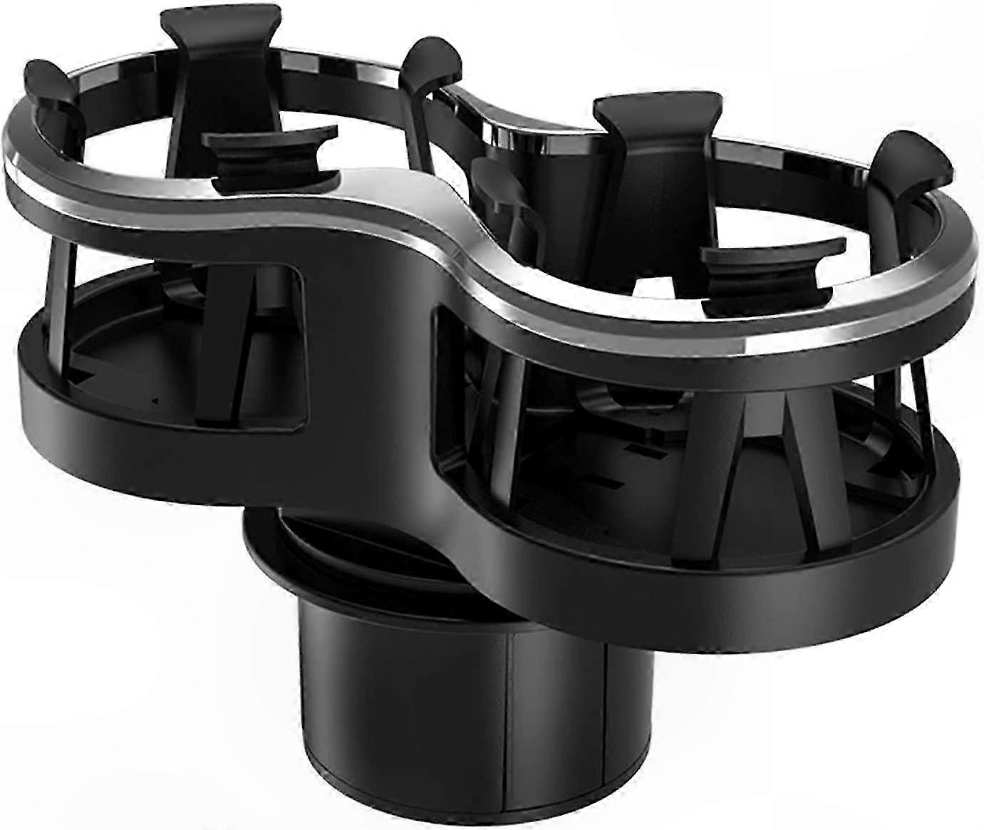 2-in-1 Universal Car Cup Holder Extender with Adjustable Base & Double-Sided Tape (Black)