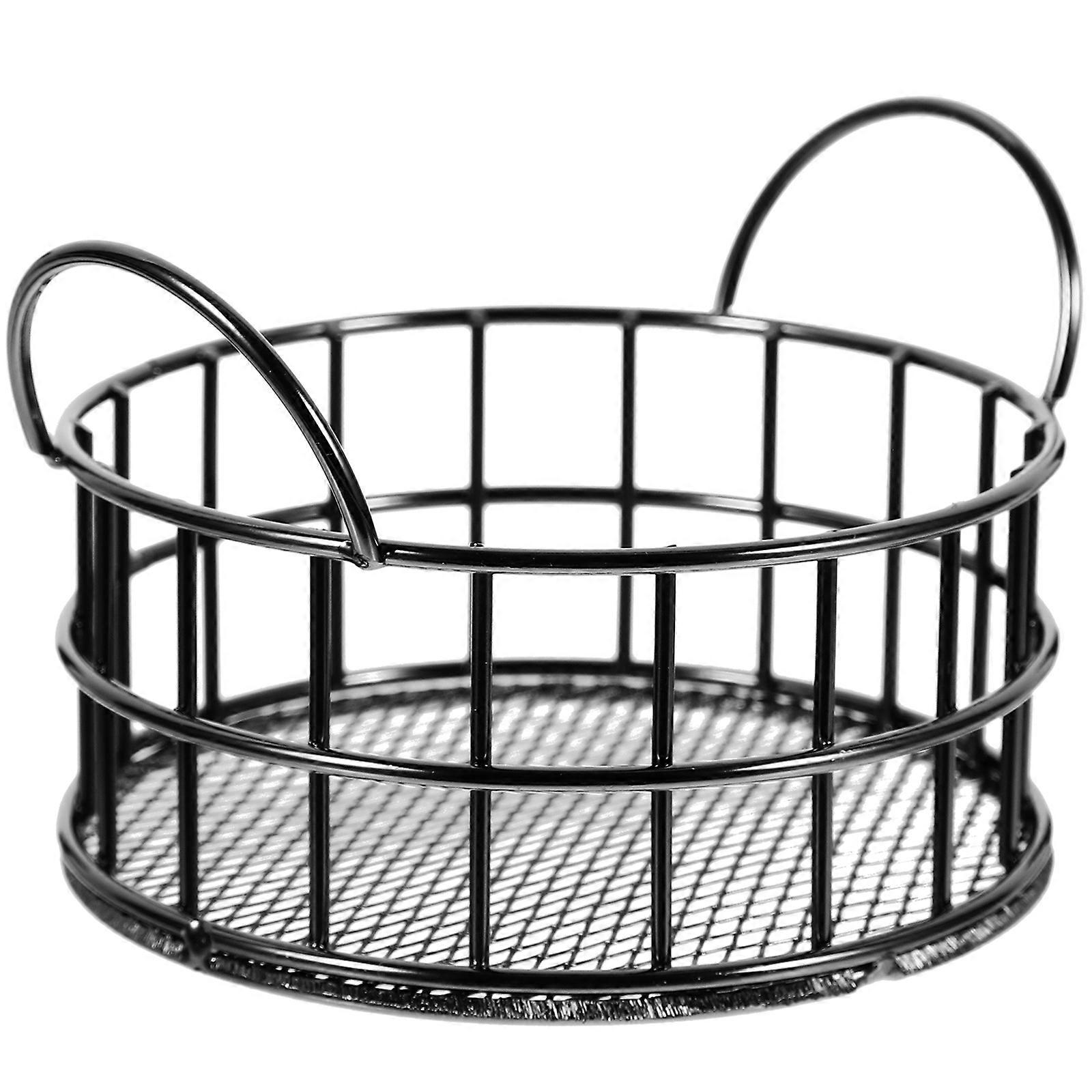 Mini Baskets Round Storage Basket for Home Use 2Pcs Black Iron