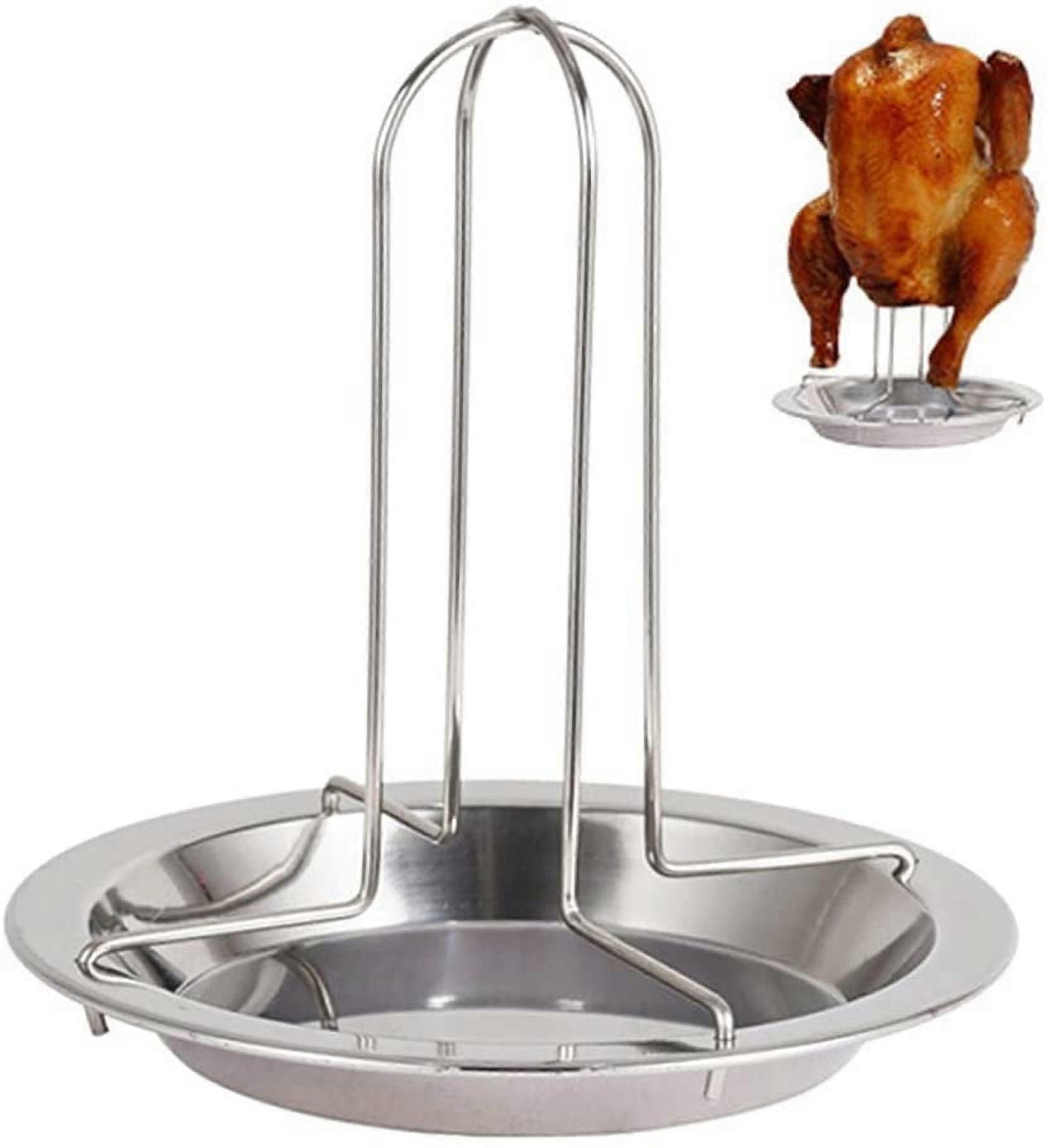 Folding Stainless Steel Chicken Roaster Rack for Oven, Grill, compatible with Duck Holder, Portable Roasting Pan Tool for Camping