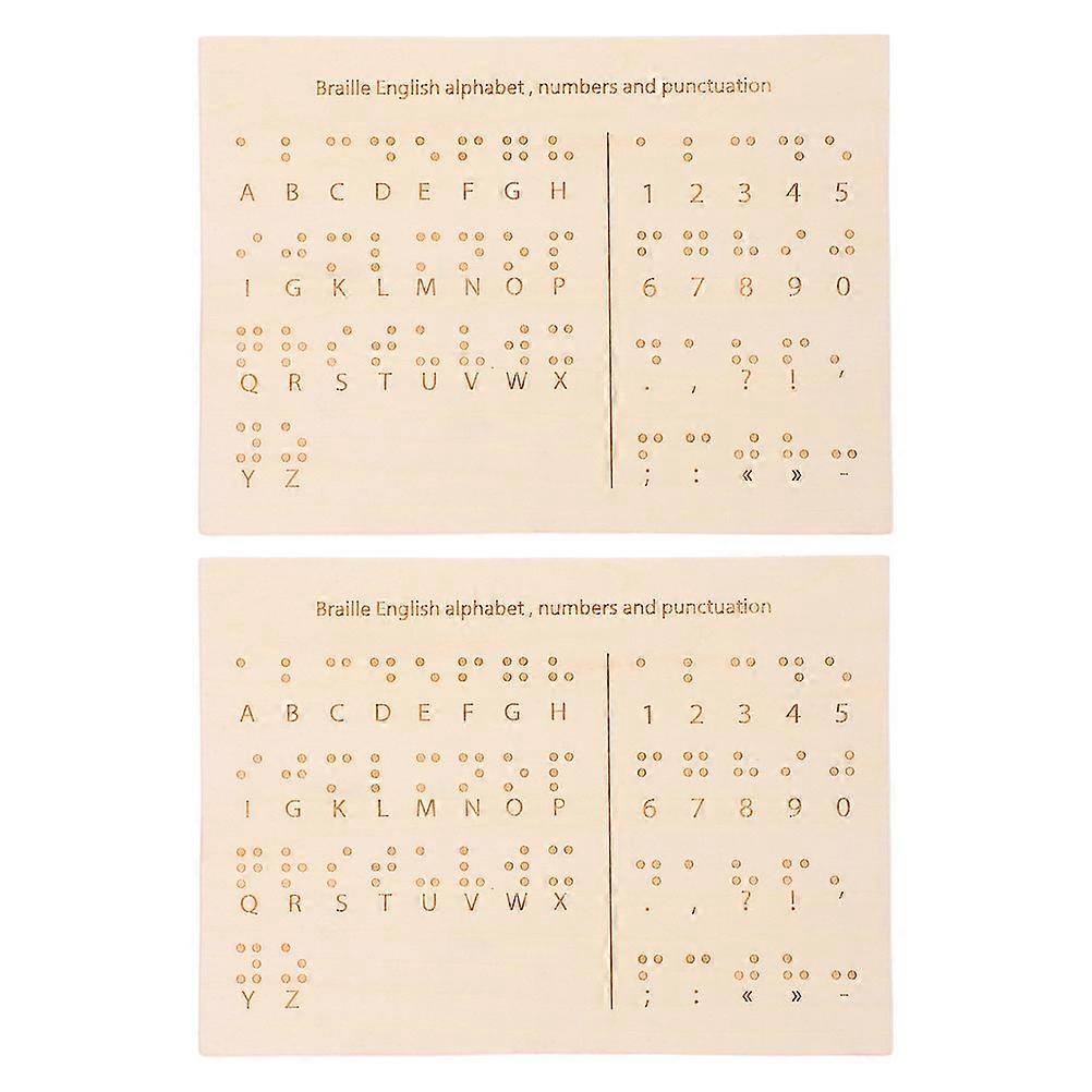 Braille Learning Tool 2Pcs Wooden Braille Alphabet Board For Blind Individuals Education Classroom Use Khaki Rectangular Shape Carved Braille Dots