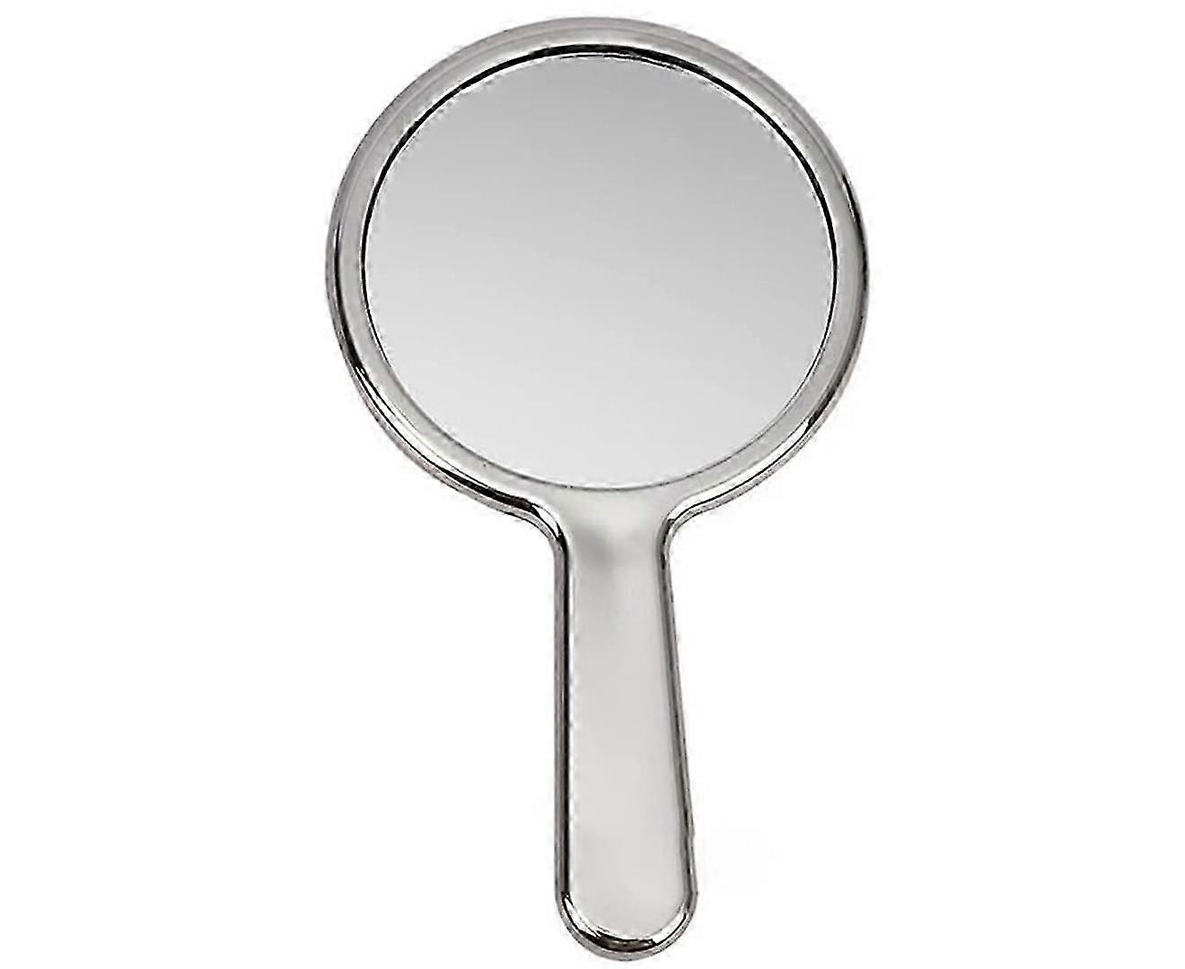 Magnifying handheld mirror with ergonomic handle