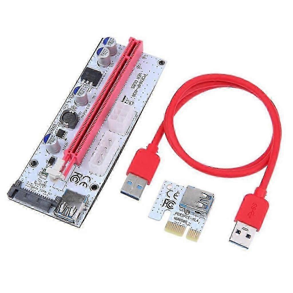 2025 Pci-e Riser Card 008s Pci Express 1x To 16x Extension 4pin 6pin Sata Power Led