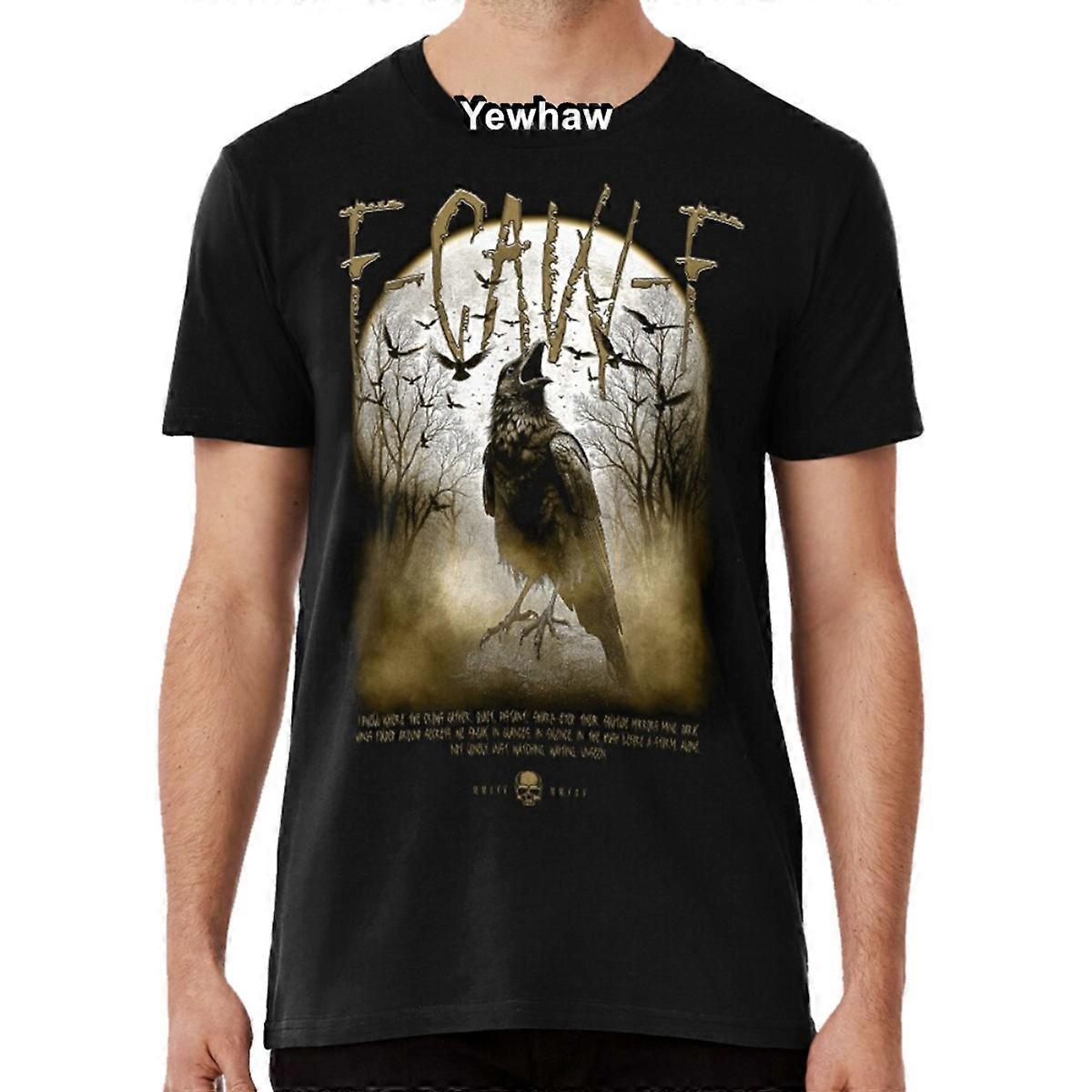 HISHARK F-Caw-F Funny Raven Gothic Crow Gothic Humour T-shirt Noir M