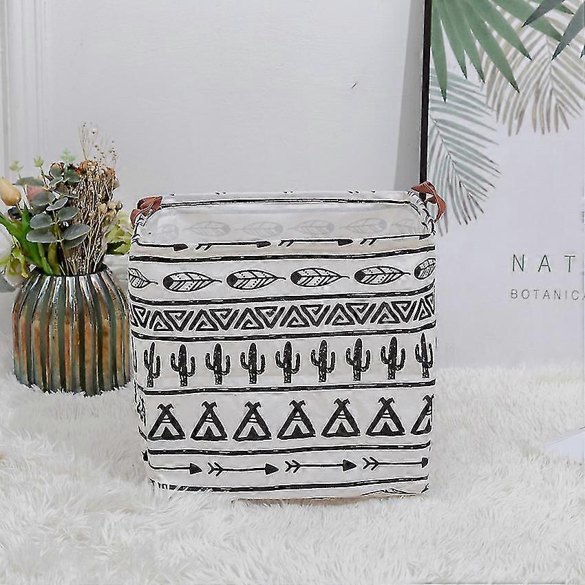 Small Square Foldable Storage Box With Linen Stitching Fabric Storage Basket, Storage Box With Cotton Rope Handles Storage Cube Storage Box(cactus