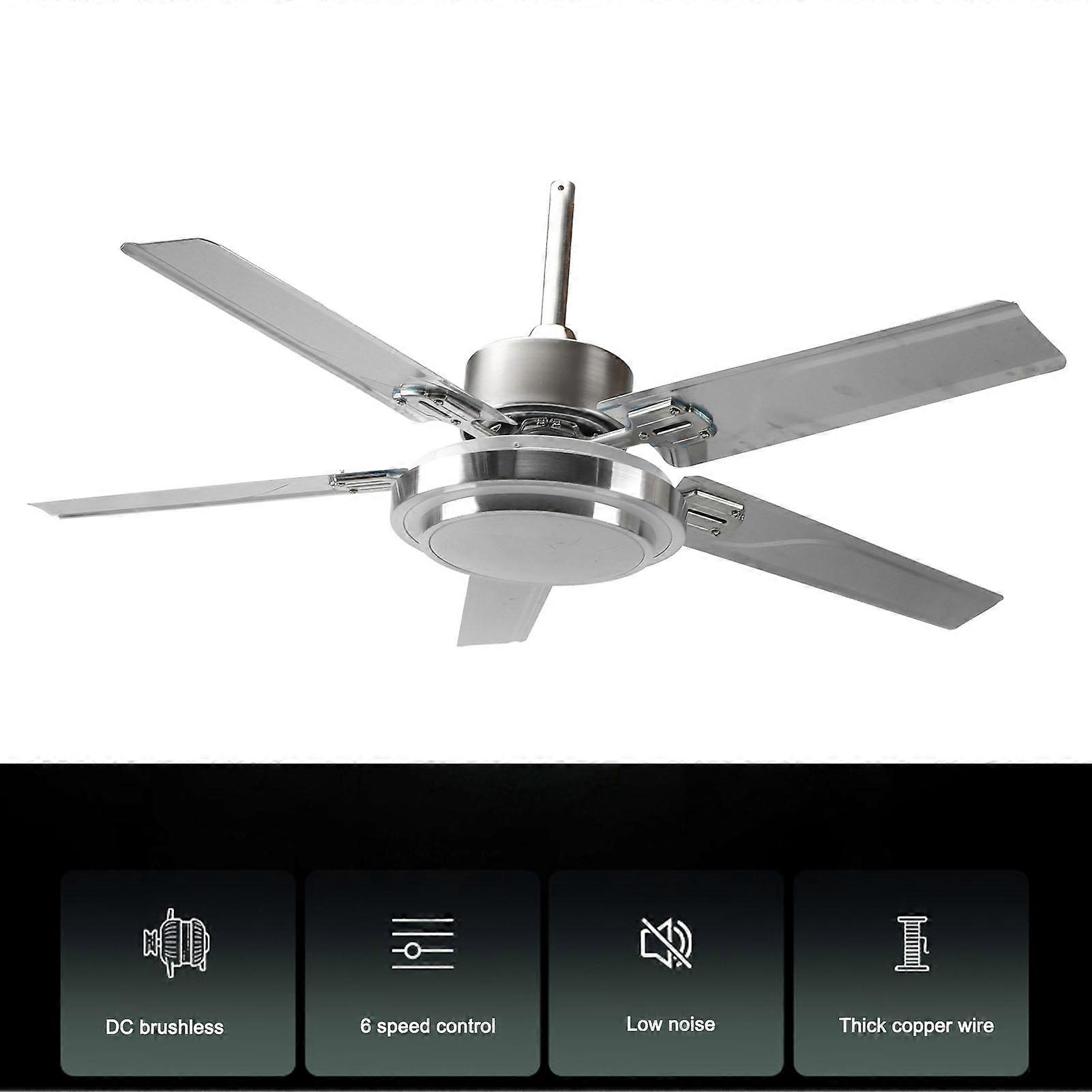 Ceiling Fan with Light 42in 6 Speeds Wind Adjustable Light Color Timing Function Remote Control 5 Blades Ceiling Fan Light for Home Bedroom 