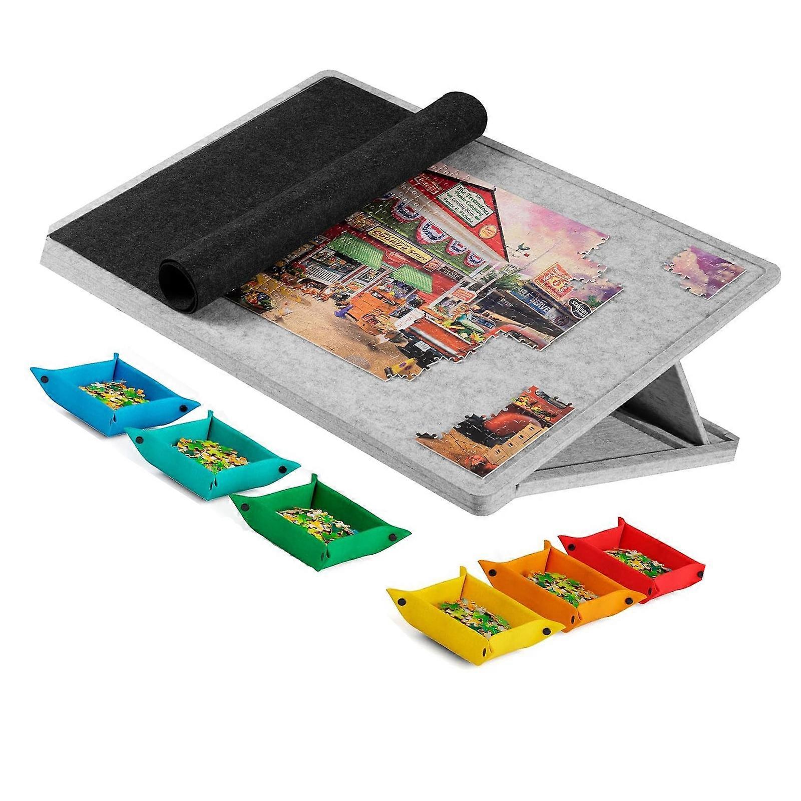Puzzles Board Support Stand Reversible Felt Ergonomic Angles Adjustment Compact Foldable Frame  Light Grey