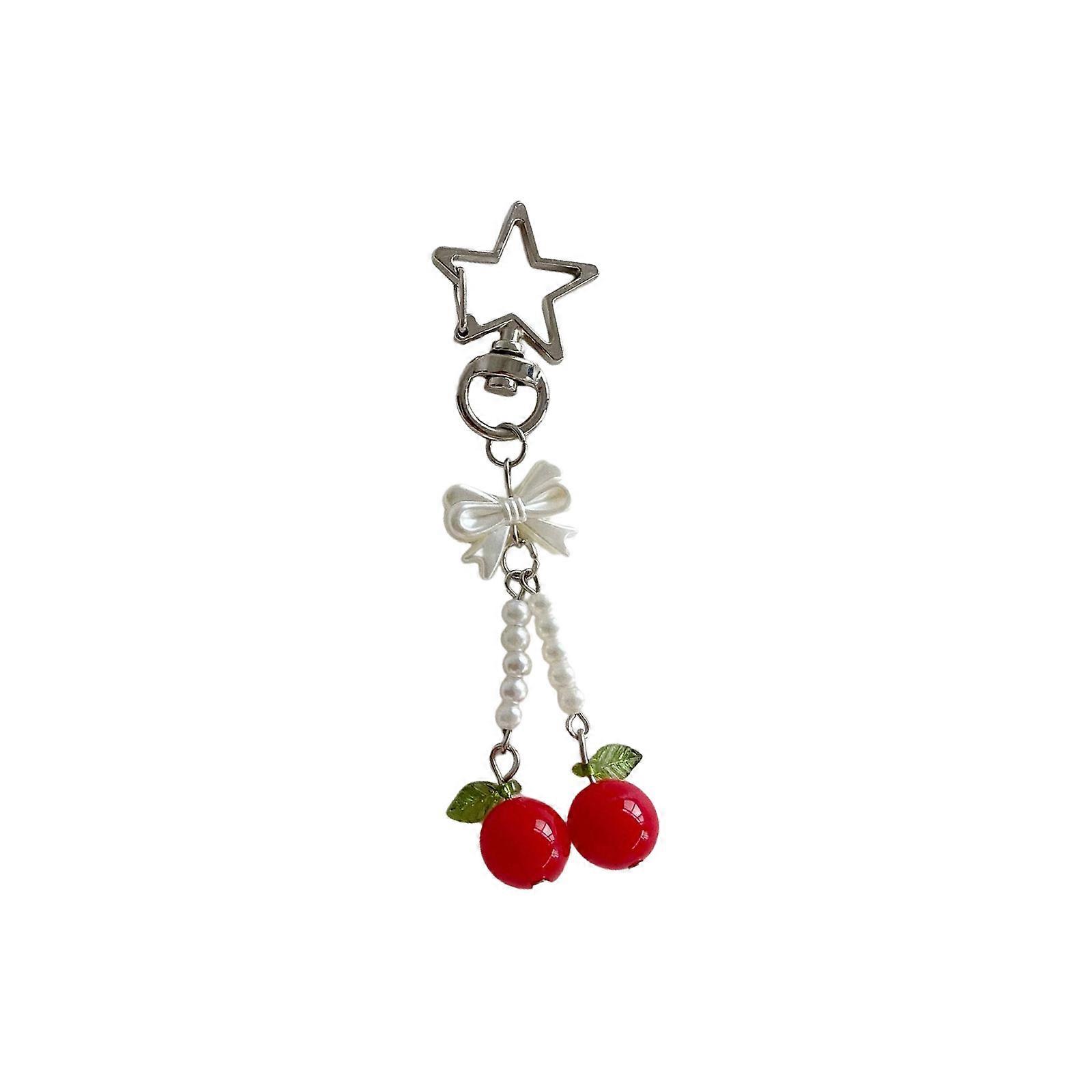 Colorful Fruit Beadwork Keyring With Star Charm Practical Phone Accessory Multicolor