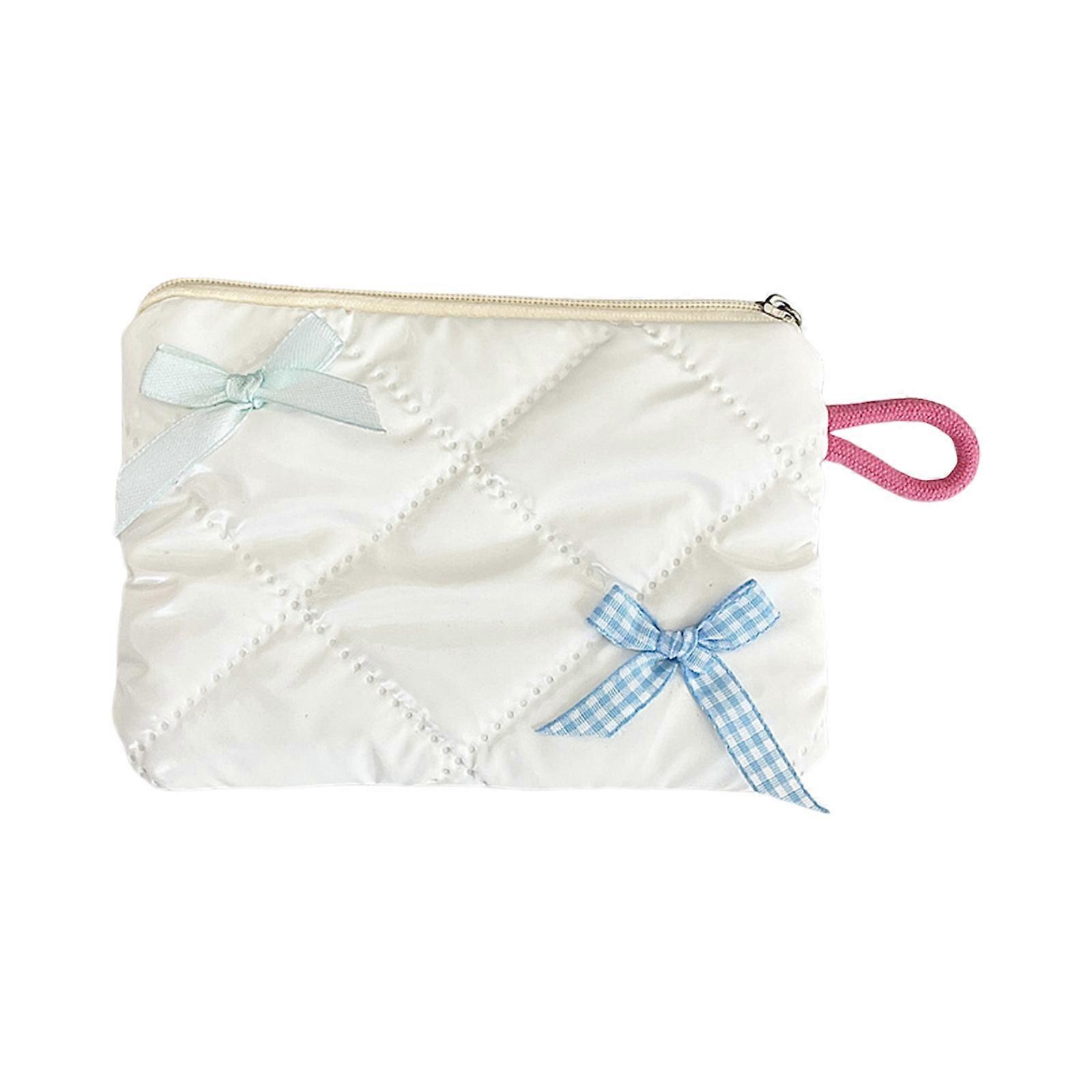 Bowknot Designs Foldable Organizers Bag Multifunctional Travel Toiletry Case Personalize Item Container  White