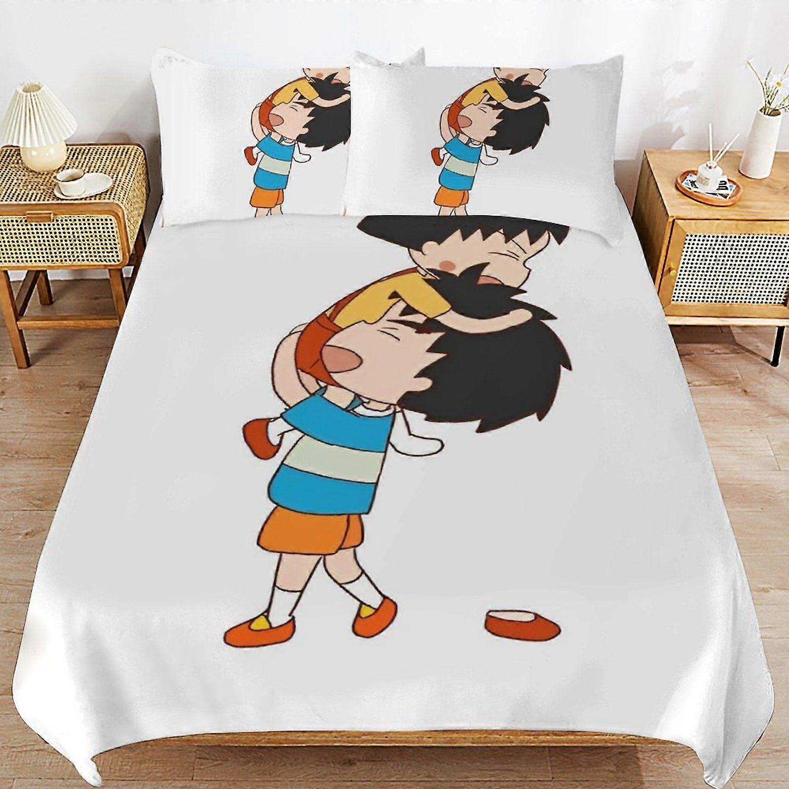 s534 Chibi Maruko-chan Consistent Soft Layer Machine Wash Safe Threaded Finish Duvet Cover Sets Comfortable Bedding v534
