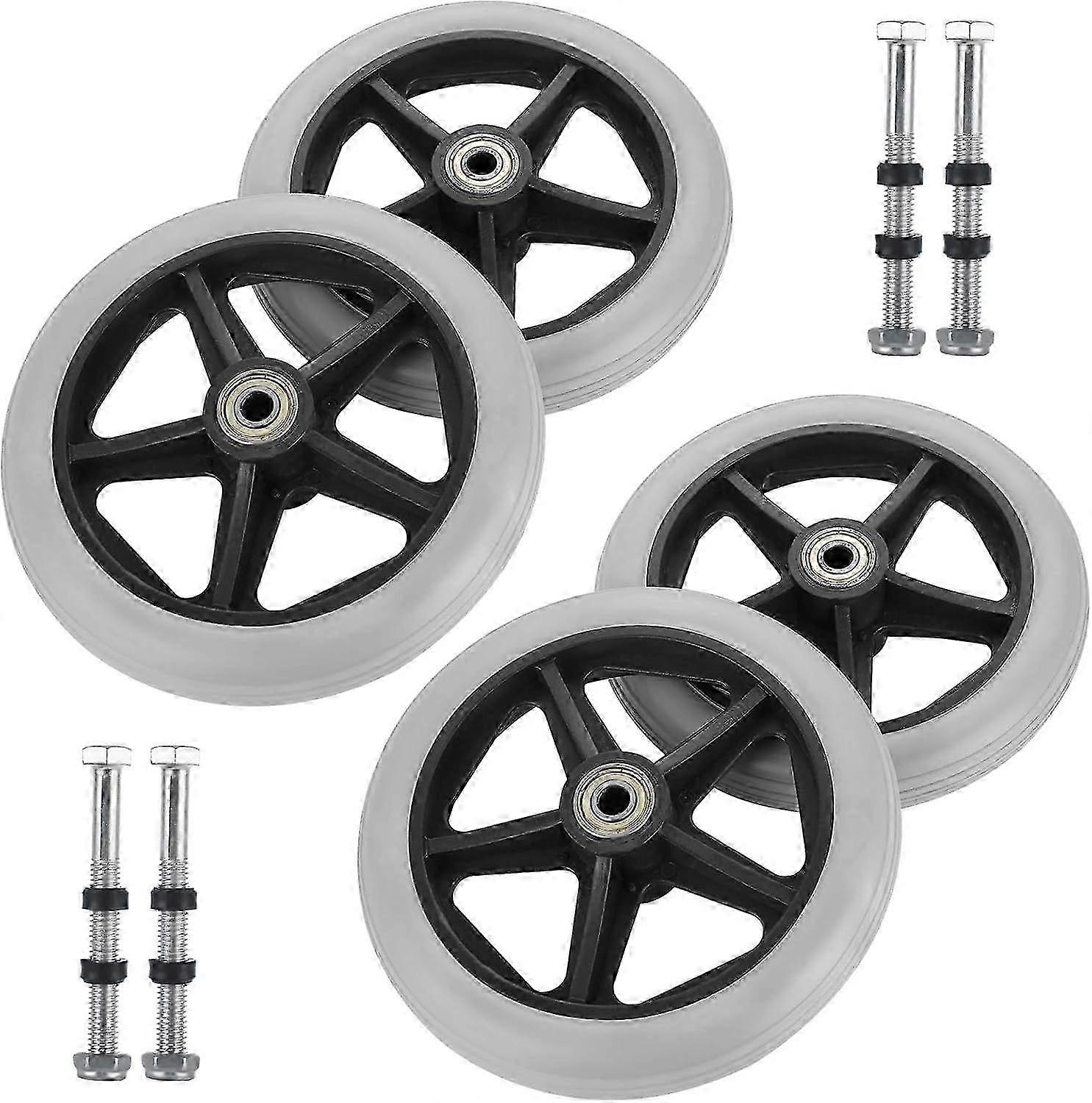 6 inch anti-slip walker wheels, 4 pcs solid front wheelchair wheels replacement