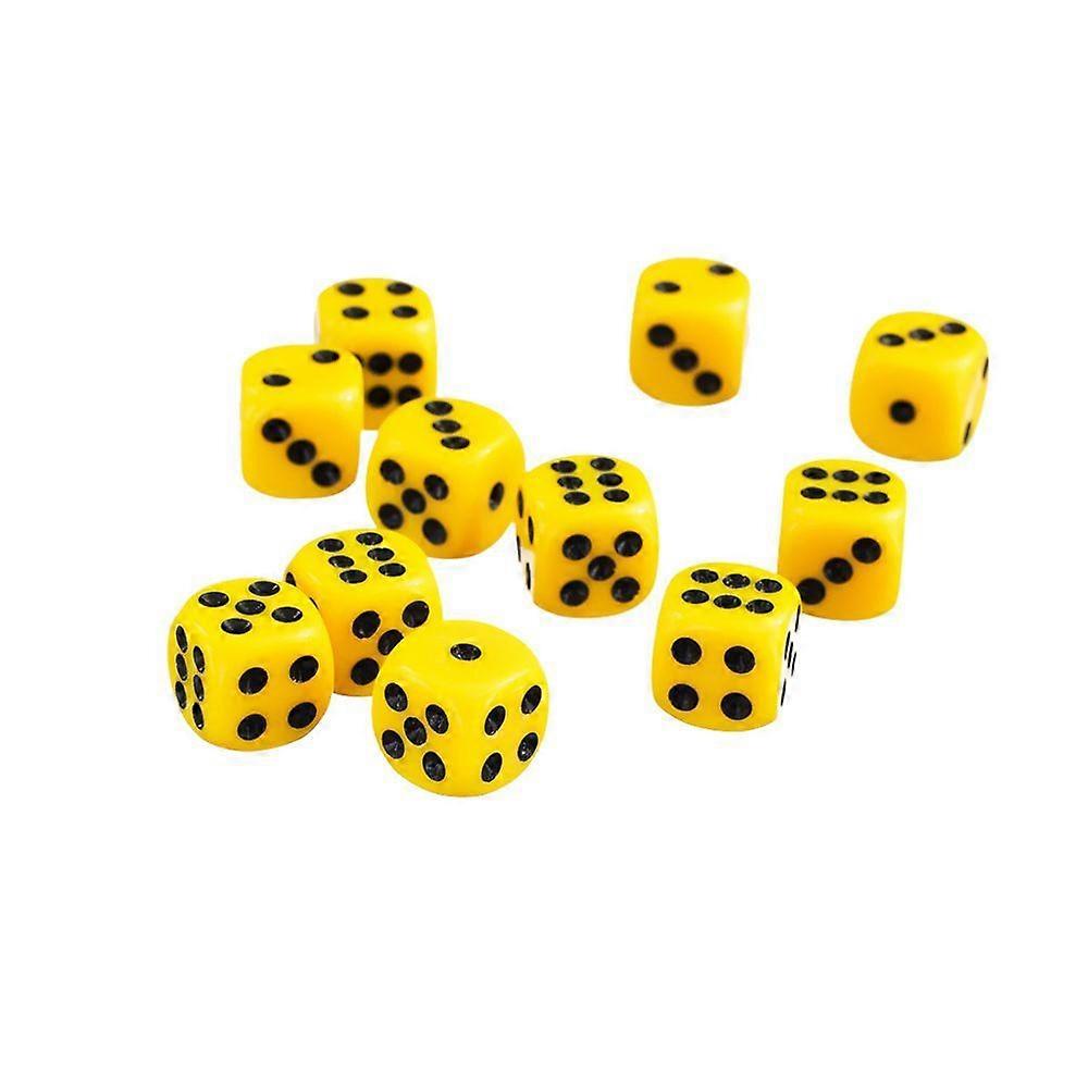 50 x 12mm Opaque Six Dice On Place Face D6 D&D Rpg Games Yellow