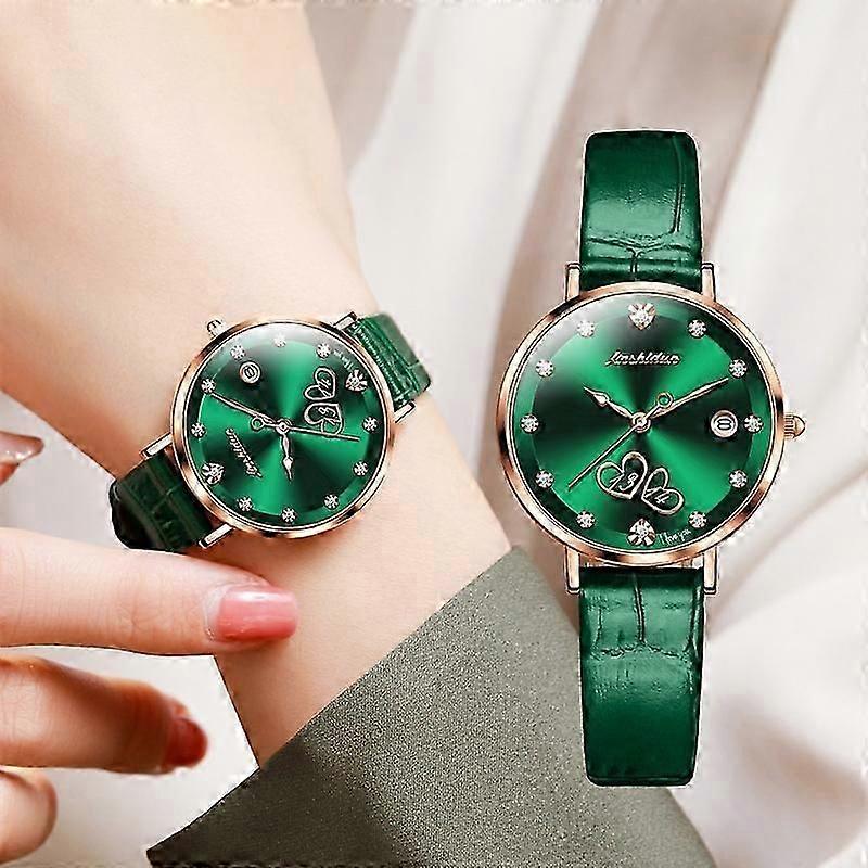JIN SHI DUN 8825 Love Heart Digital Pattern Round Diamond Dial Quartz Couple Watch