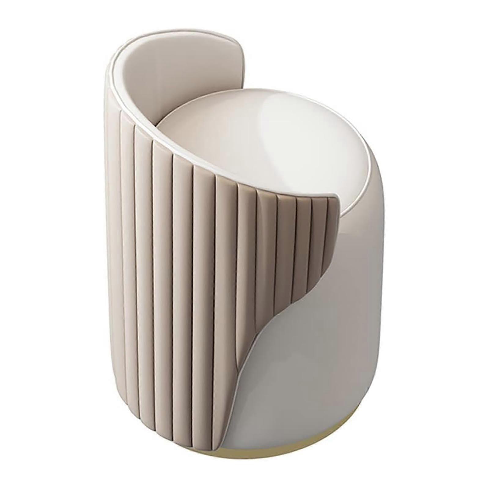 Makeup Stool with Backrest 360° Swivel Round Chair High Elastic Sponge Cushion Apricot for Bedroom and Living Room