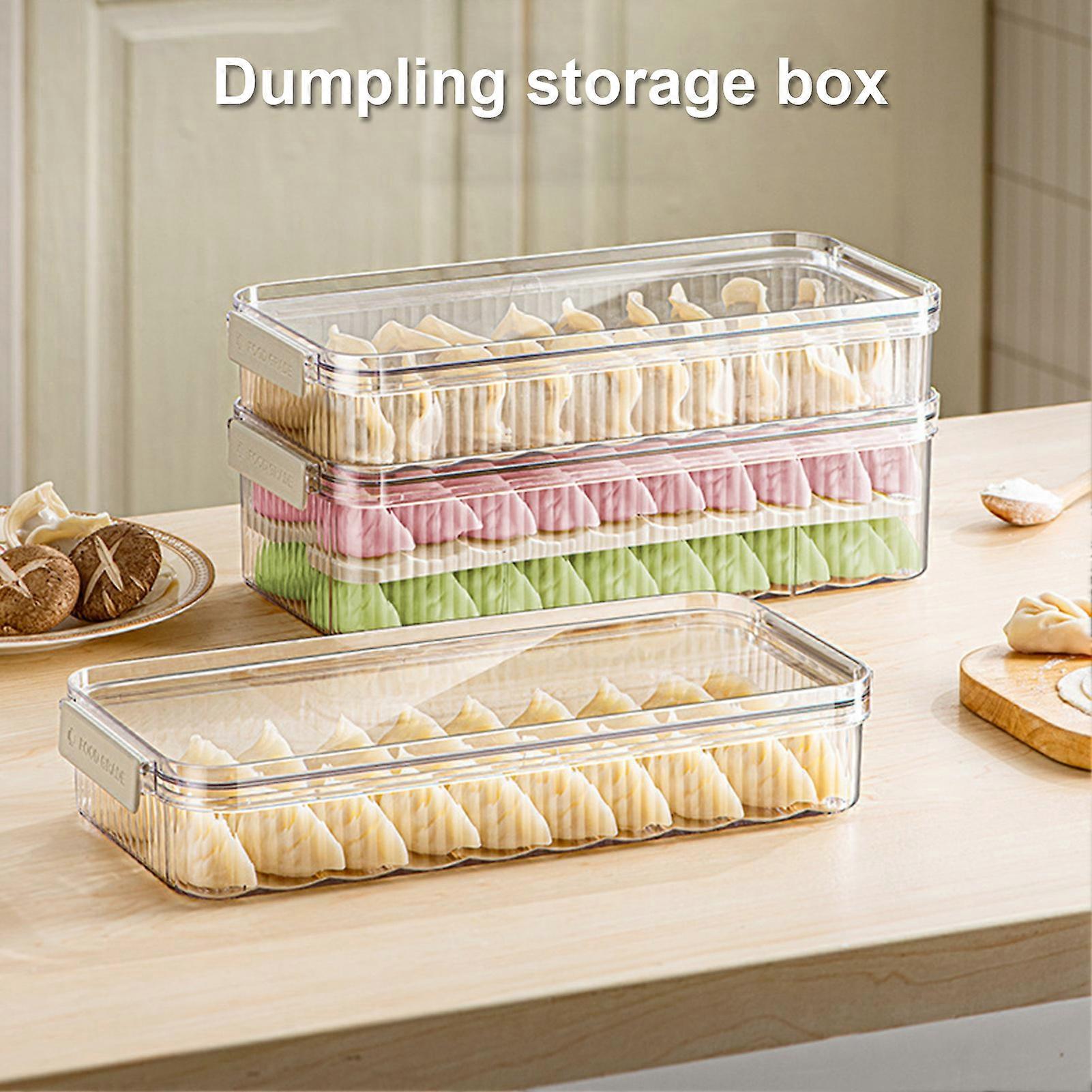 SUSUchens Dumpling Box Lunch Meat Container, Compatible with Fridge Organizer, Anti-Stick, Transparent, Stackable, Easy Clean, Reusable, Large
