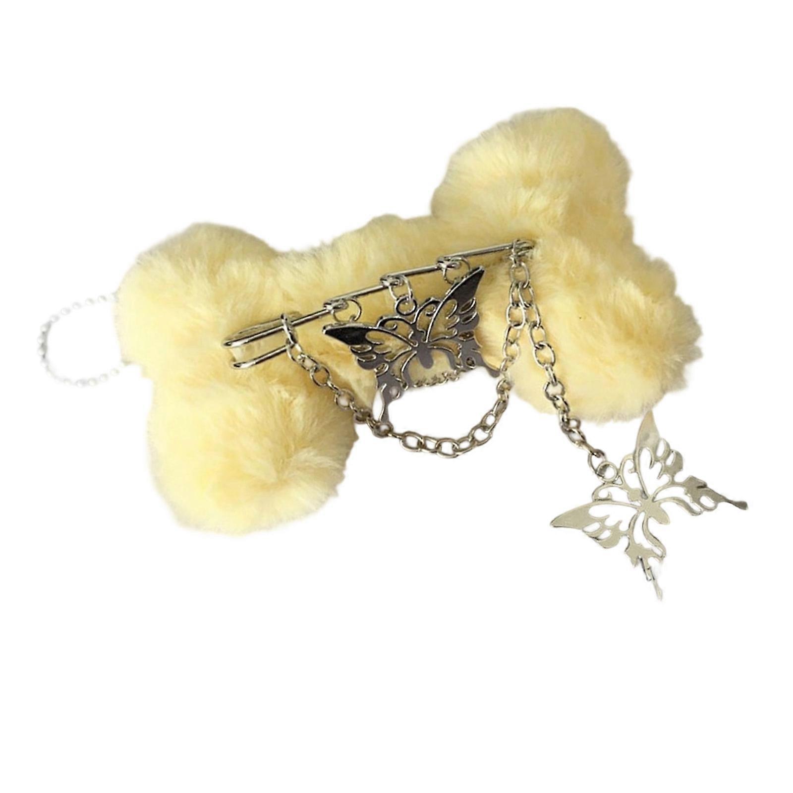 Adorable Fuzzy Bone Butterfly Keychain Allergy Resistant Material Lightweight Design For Car Keys Bag Charm Home Decors Multicolor
