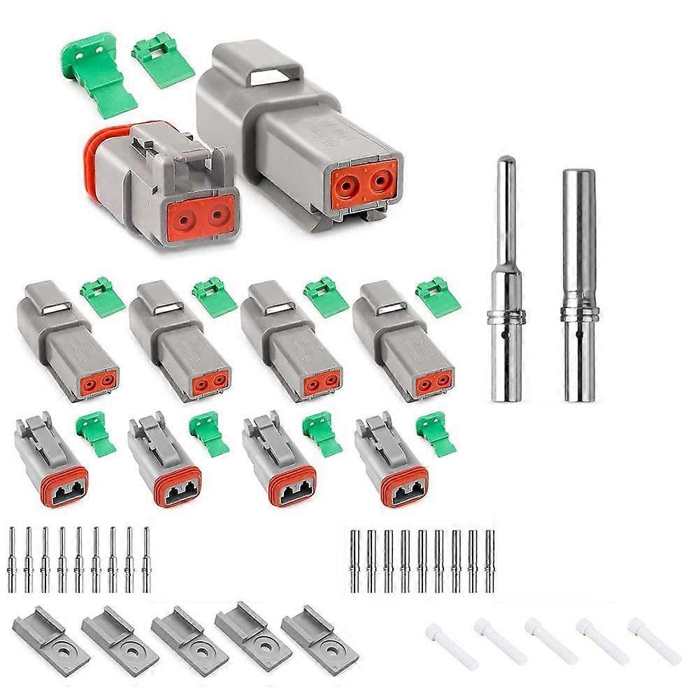 Mosiee Gray IP68 Waterproof DT Connectors 5 Sets with Terminal kit Wire Gauge 16-20