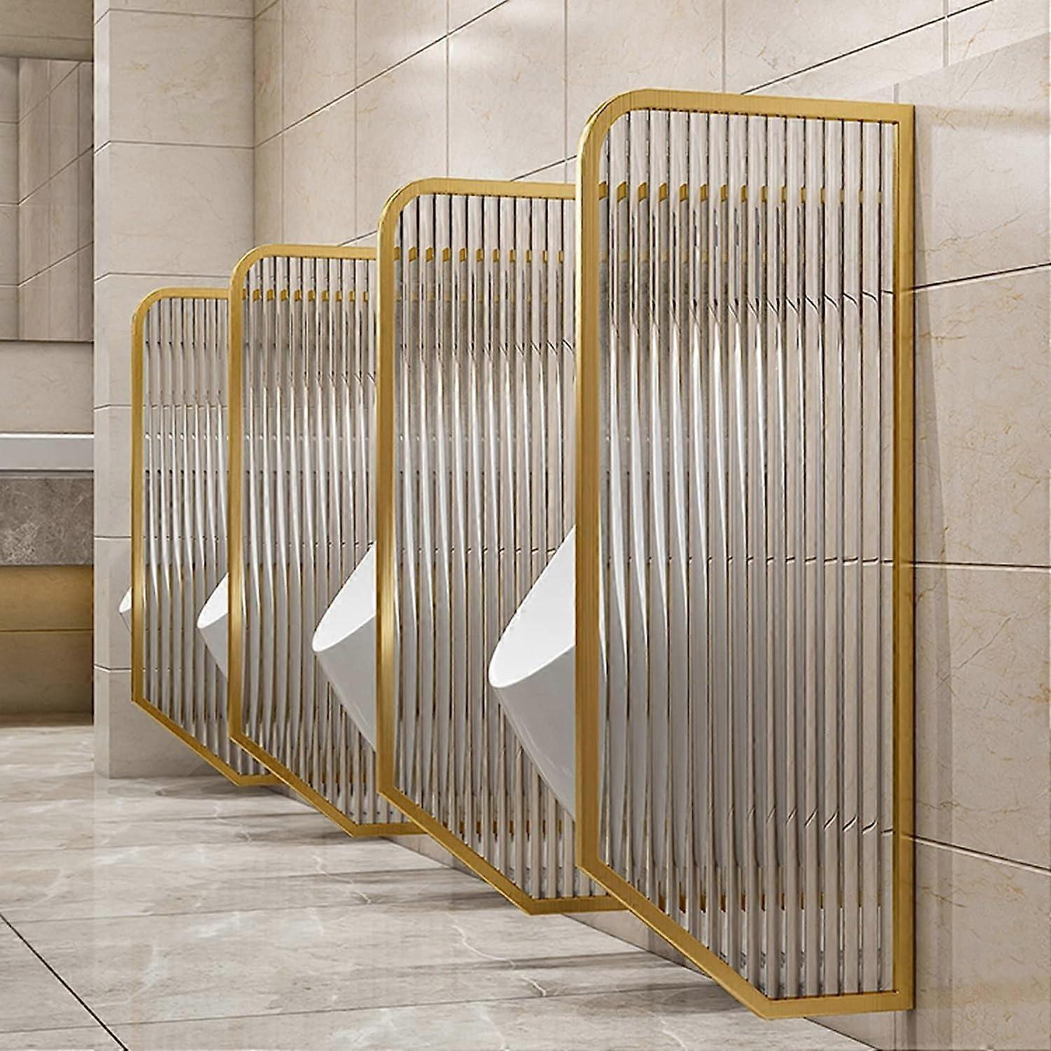 Wall Mounted Urinal Privacy Screen with Metal and Frosted Glass Panel for Public Restroom or Hotel D Partition